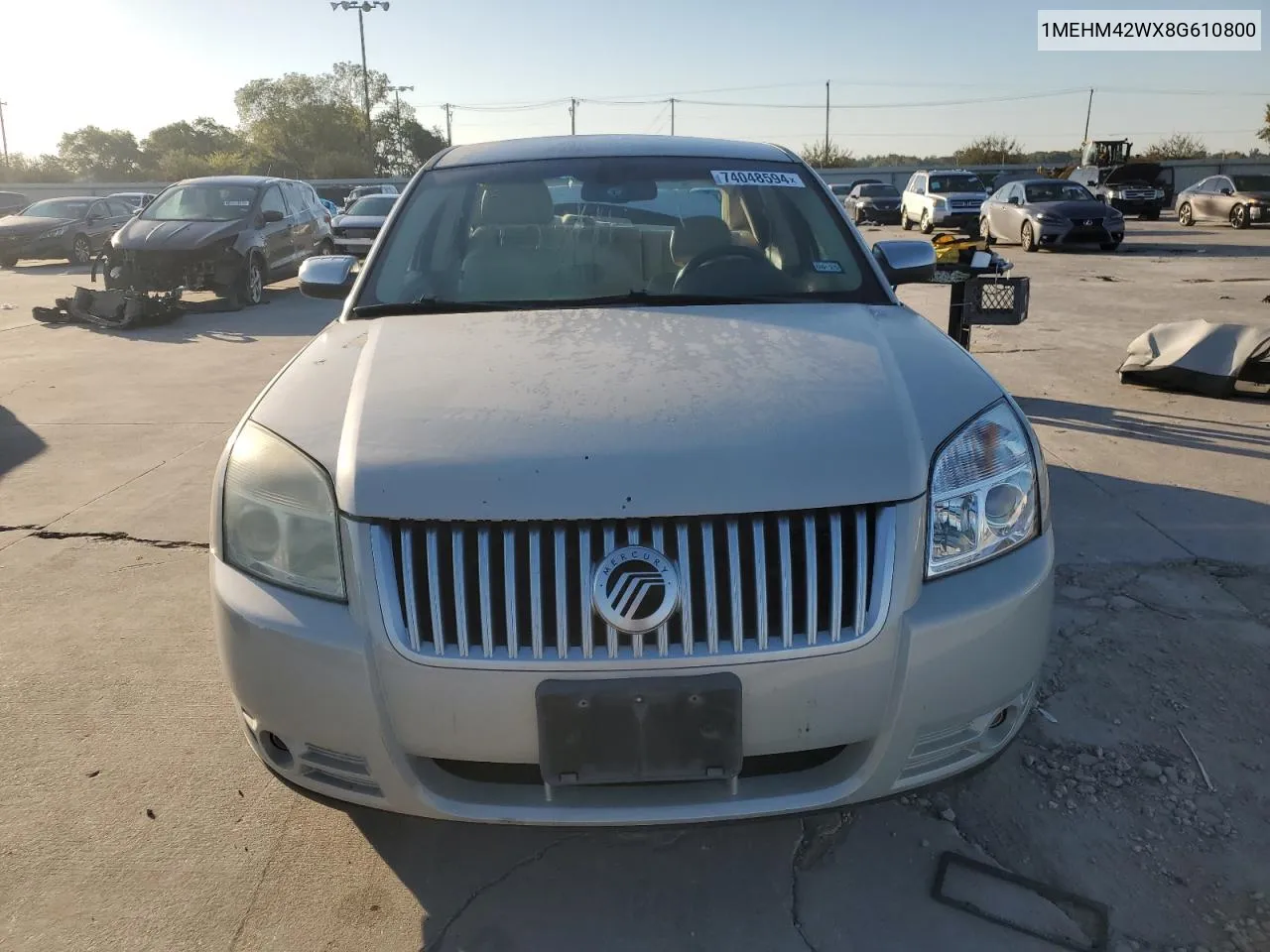 2008 Mercury Sable Premier VIN: 1MEHM42WX8G610800 Lot: 74048594