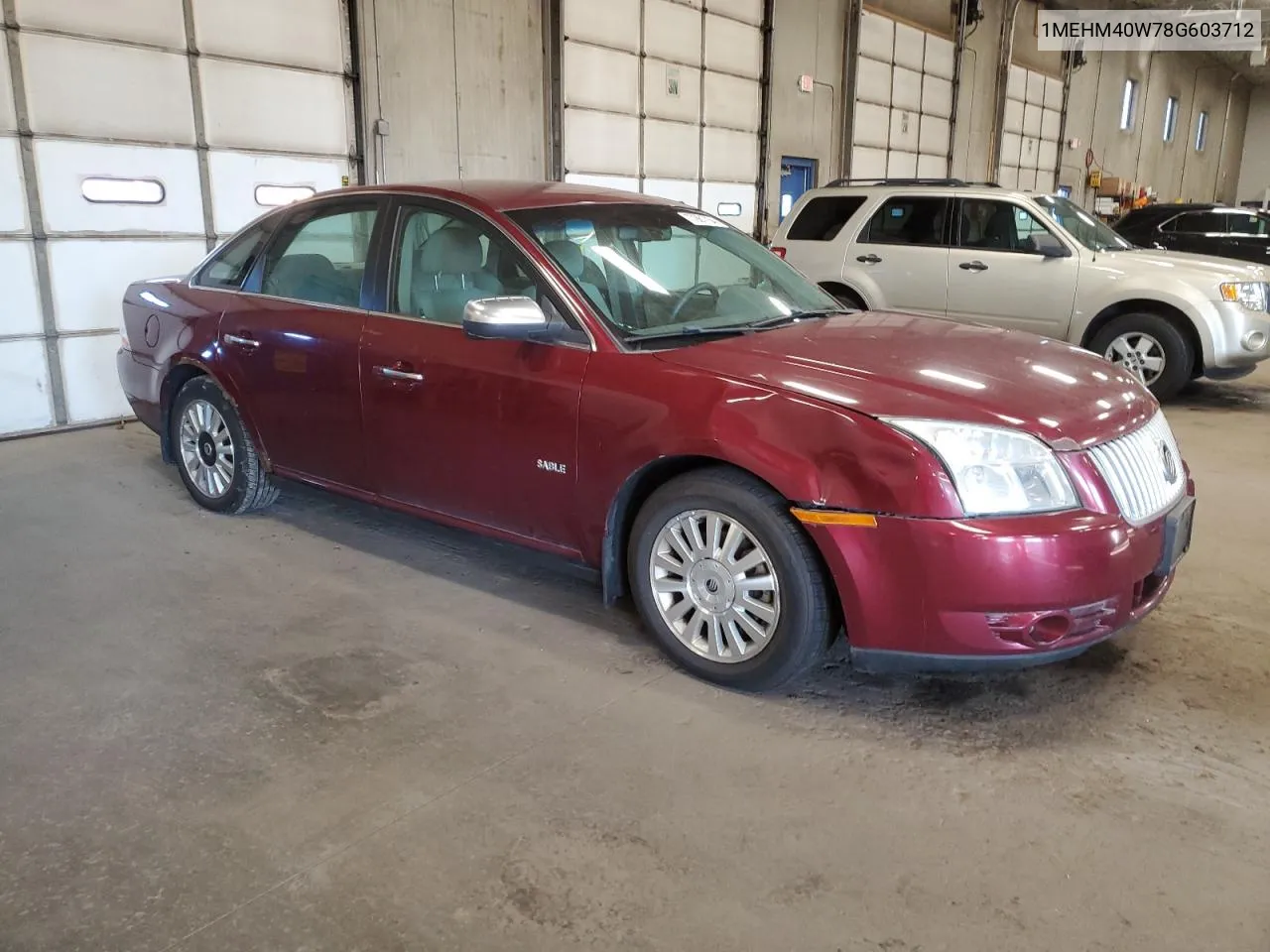 2008 Mercury Sable Luxury VIN: 1MEHM40W78G603712 Lot: 77981764