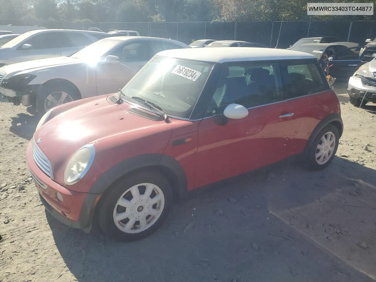 2003 Mini Cooper VIN: WMWRC33403TC44877 Lot: 76619234