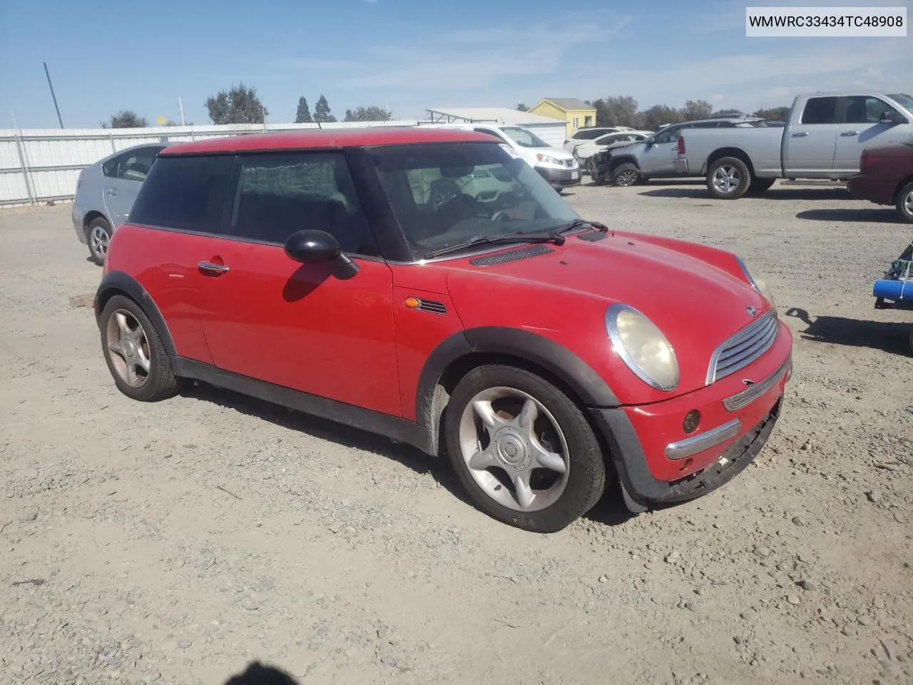 2004 Mini Cooper VIN: WMWRC33434TC48908 Lot: 74972444