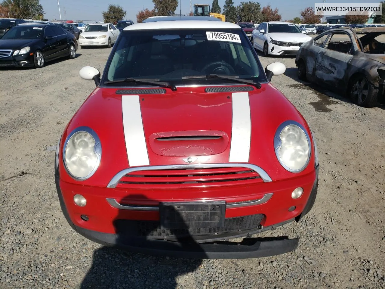 2005 Mini Cooper S VIN: WMWRE33415TD92033 Lot: 79955194