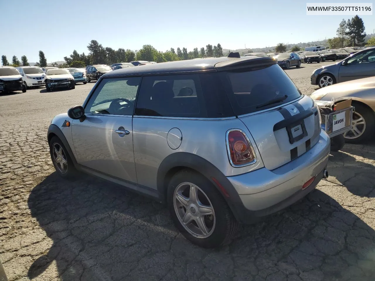 2007 Mini Cooper VIN: WMWMF33507TT51196 Lot: 56796054