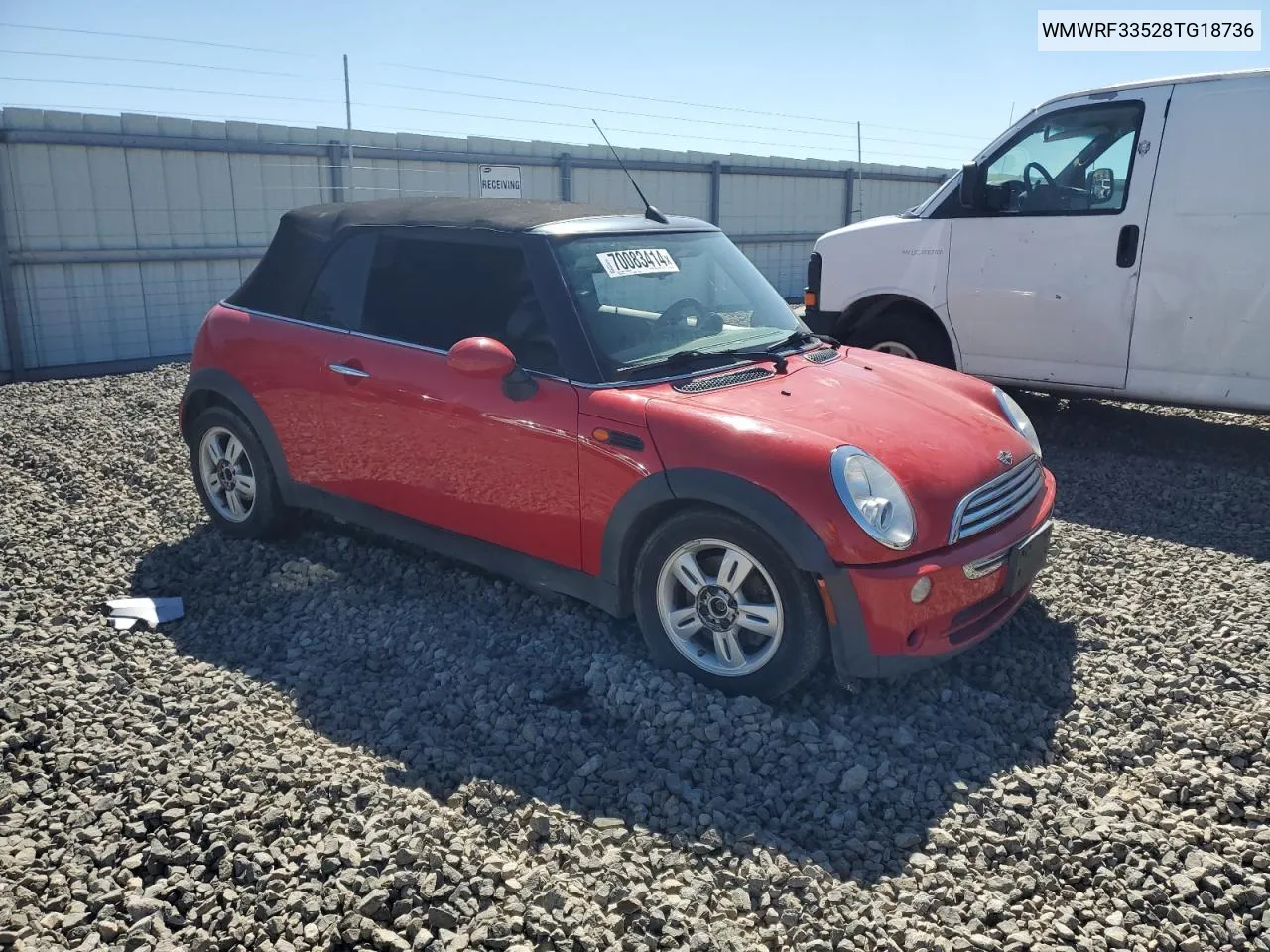 2008 Mini Cooper VIN: WMWRF33528TG18736 Lot: 70083414