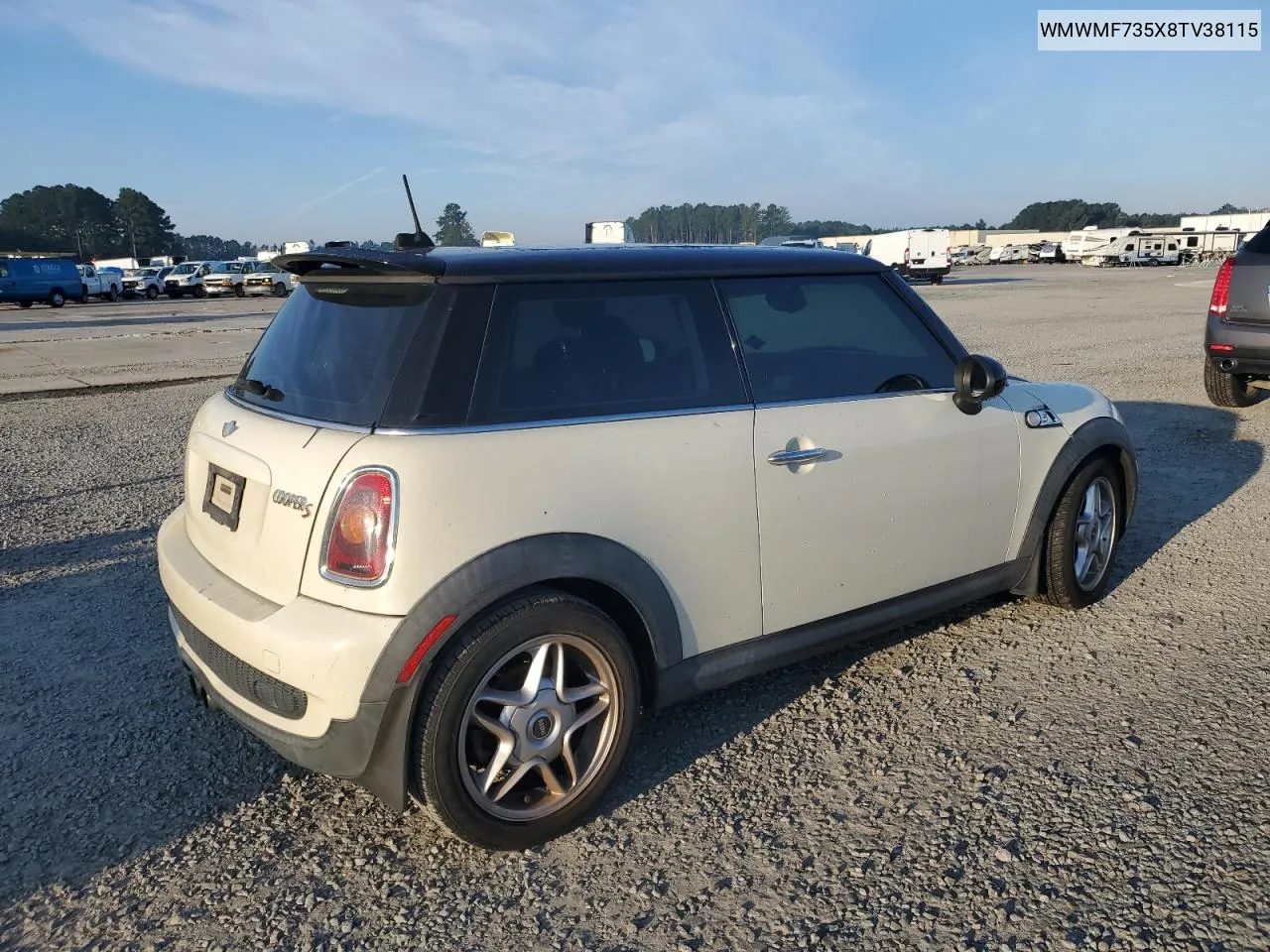 2008 Mini Cooper S VIN: WMWMF735X8TV38115 Lot: 73967754