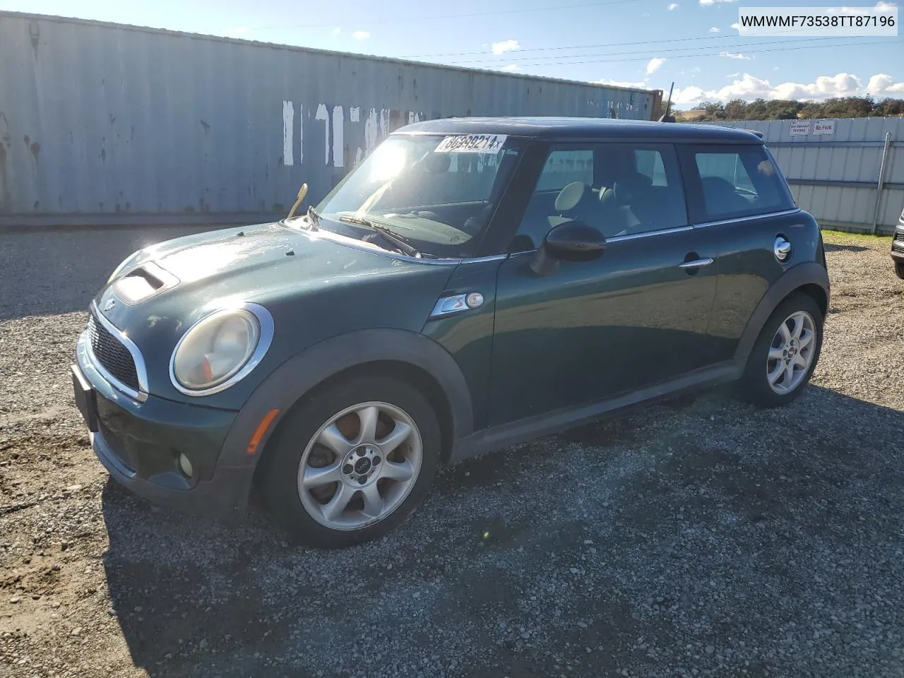 2008 Mini Cooper S VIN: WMWMF73538TT87196 Lot: 80999214