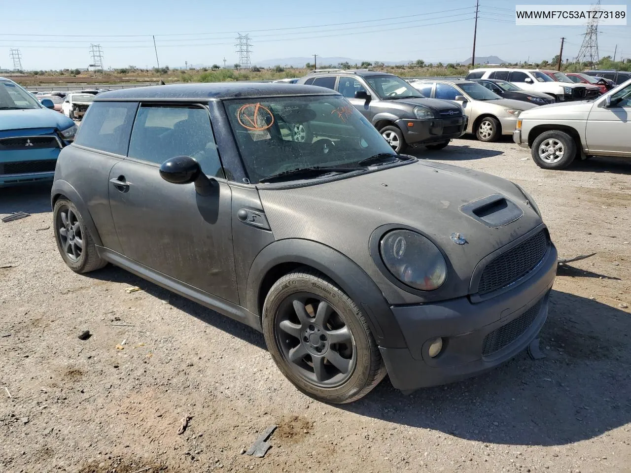 2010 Mini Cooper S VIN: WMWMF7C53ATZ73189 Lot: 75908234