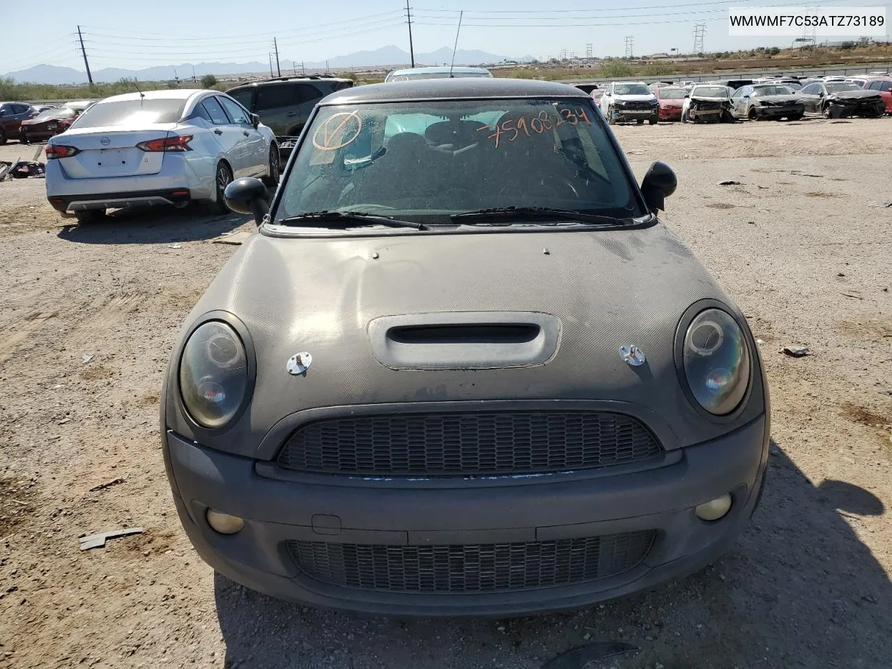 2010 Mini Cooper S VIN: WMWMF7C53ATZ73189 Lot: 75908234