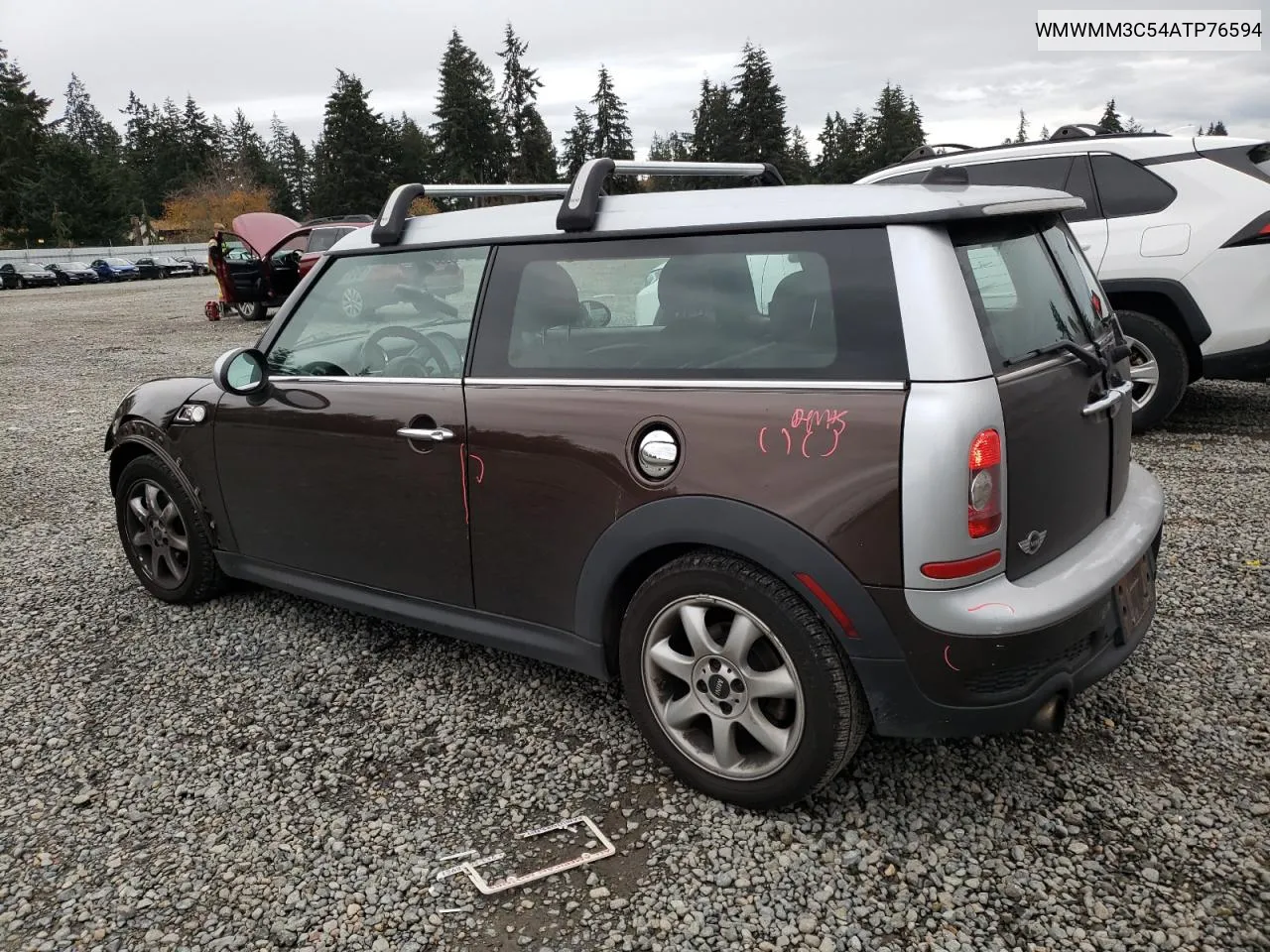 2010 Mini Cooper S Clubman VIN: WMWMM3C54ATP76594 Lot: 80138514