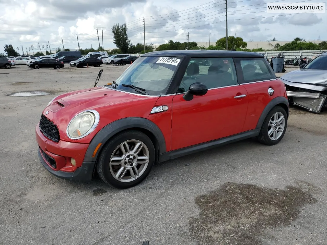 2011 Mini Cooper S VIN: WMWSV3C59BTY10700 Lot: 71776794