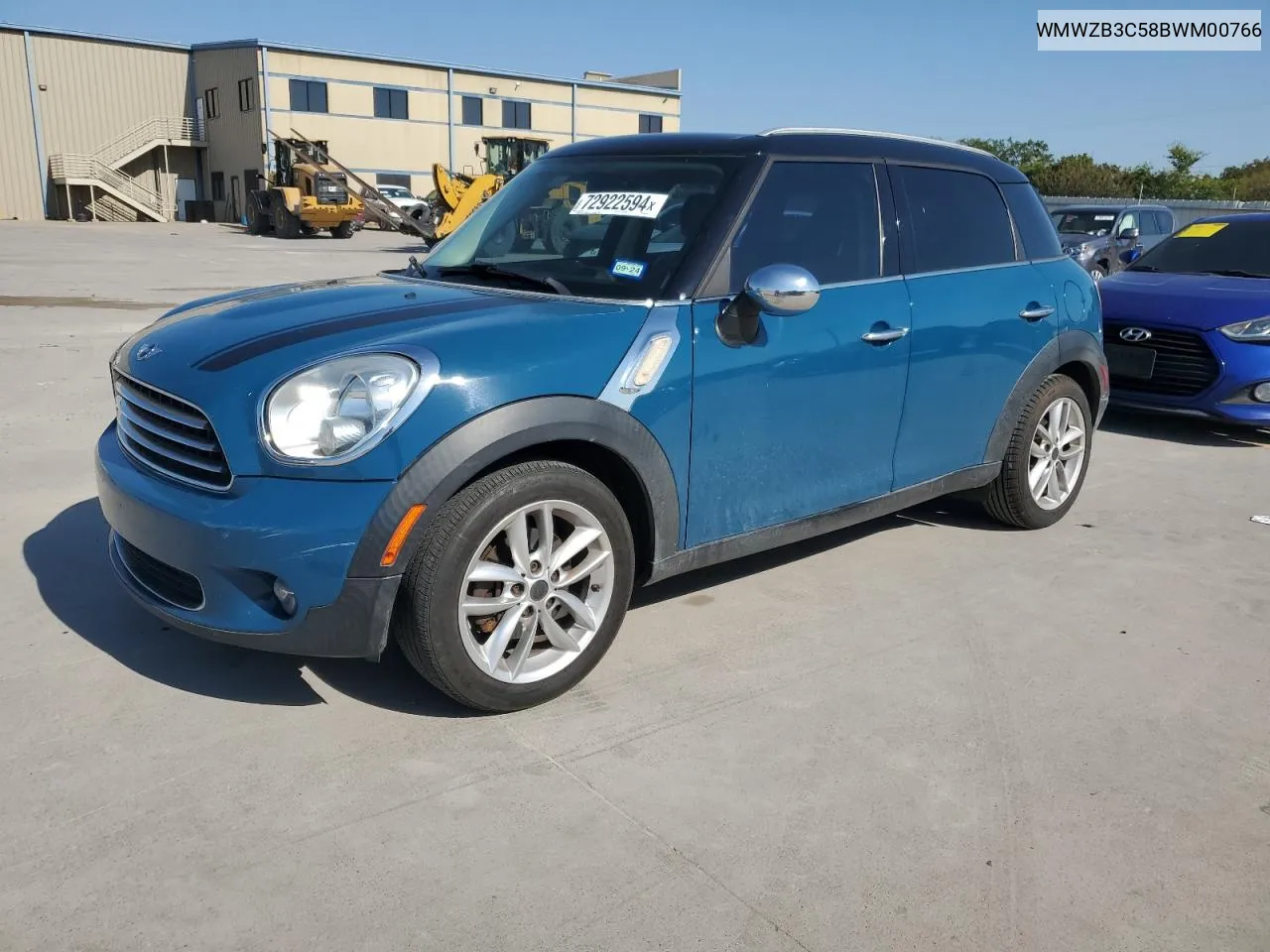 2011 Mini Cooper Countryman VIN: WMWZB3C58BWM00766 Lot: 72922594