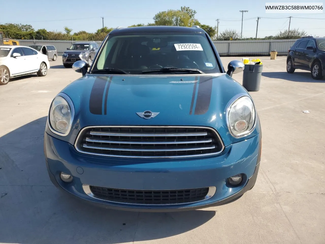 2011 Mini Cooper Countryman VIN: WMWZB3C58BWM00766 Lot: 72922594