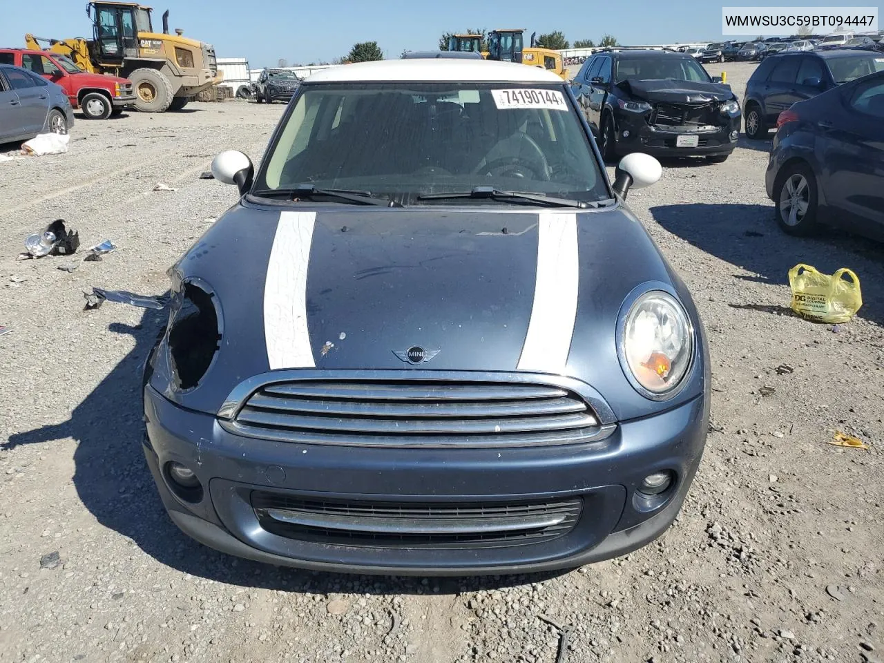 2011 Mini Cooper VIN: WMWSU3C59BT094447 Lot: 74190144