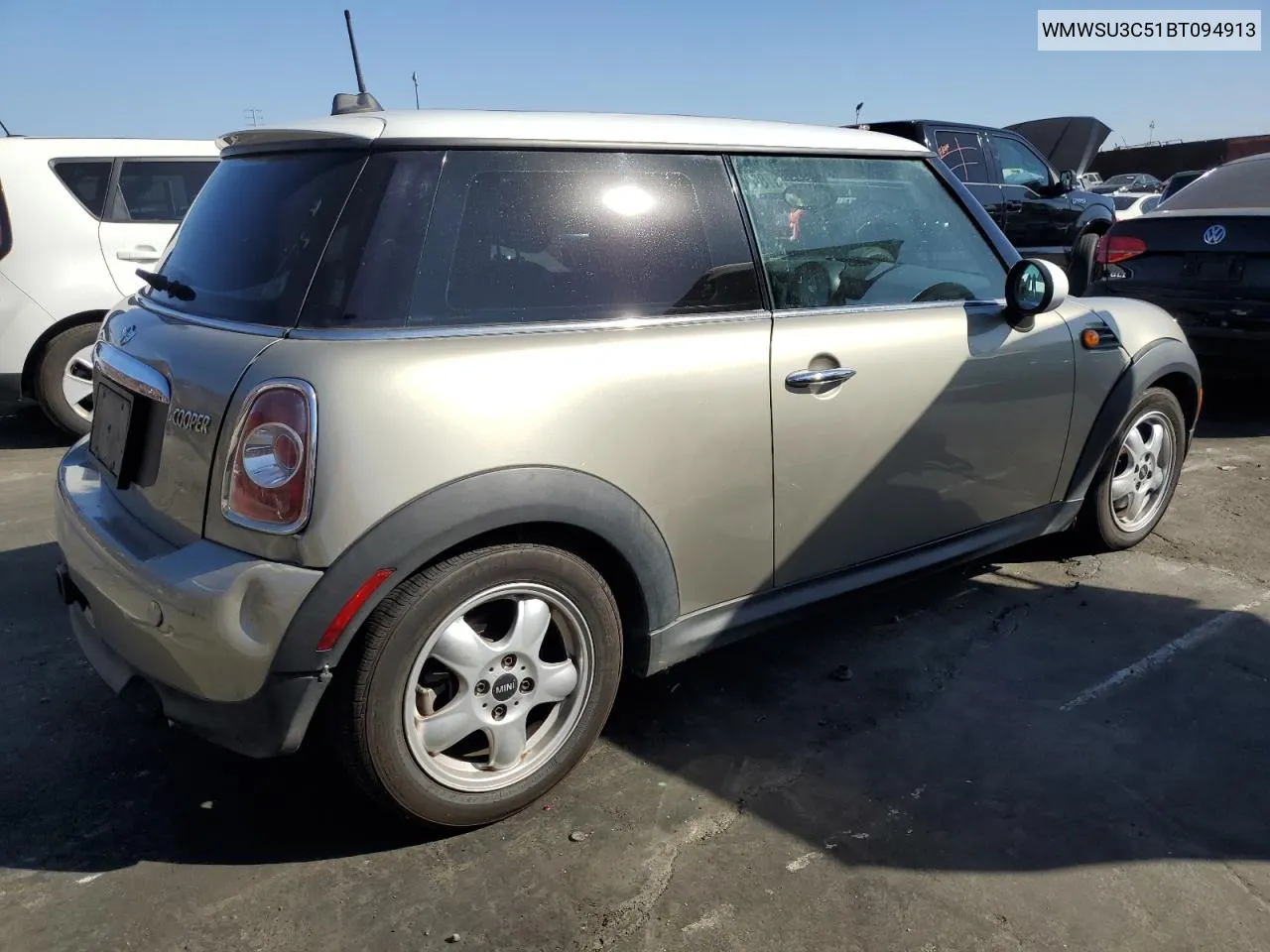 2011 Mini Cooper VIN: WMWSU3C51BT094913 Lot: 76789054