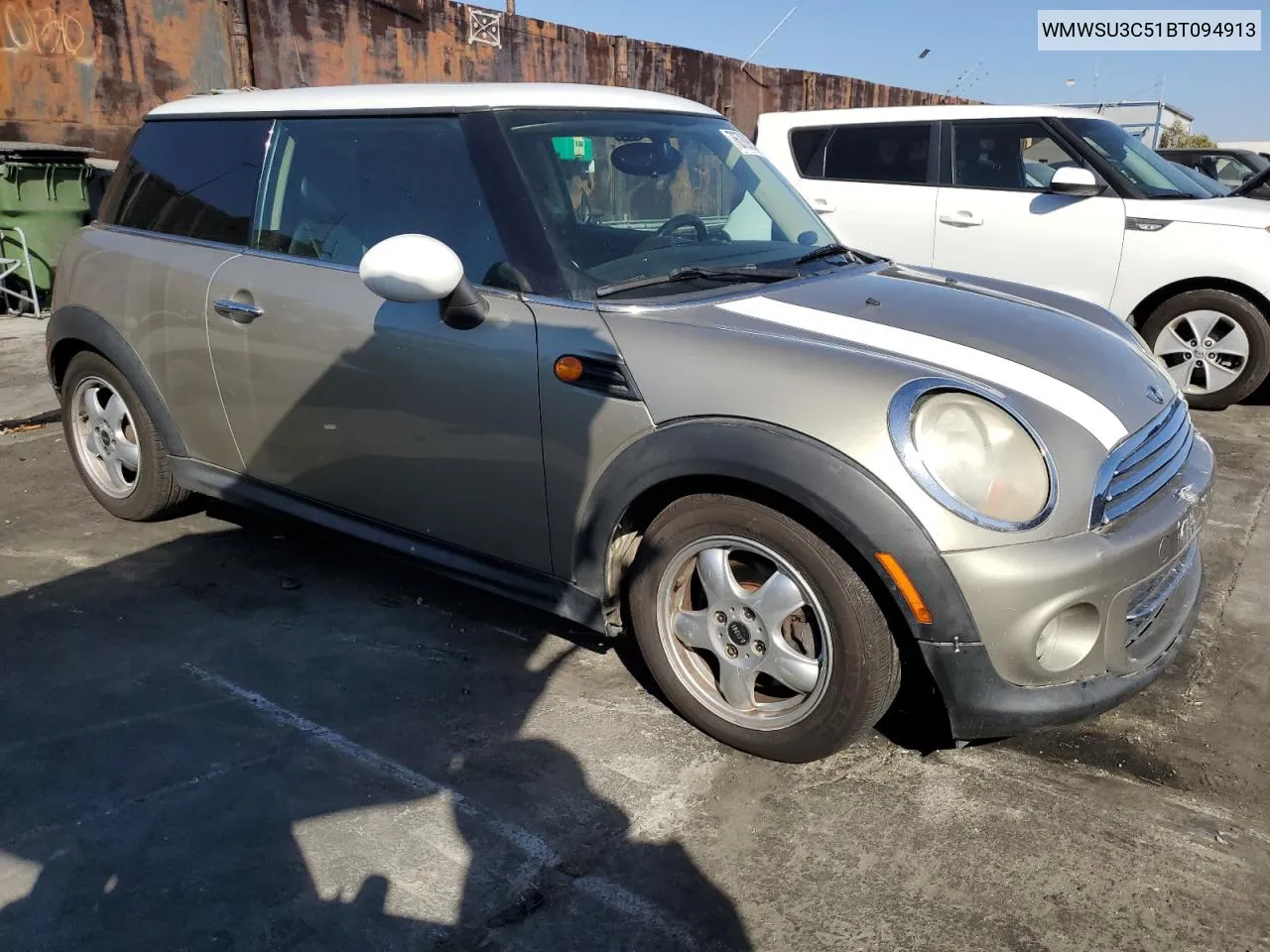 2011 Mini Cooper VIN: WMWSU3C51BT094913 Lot: 76789054