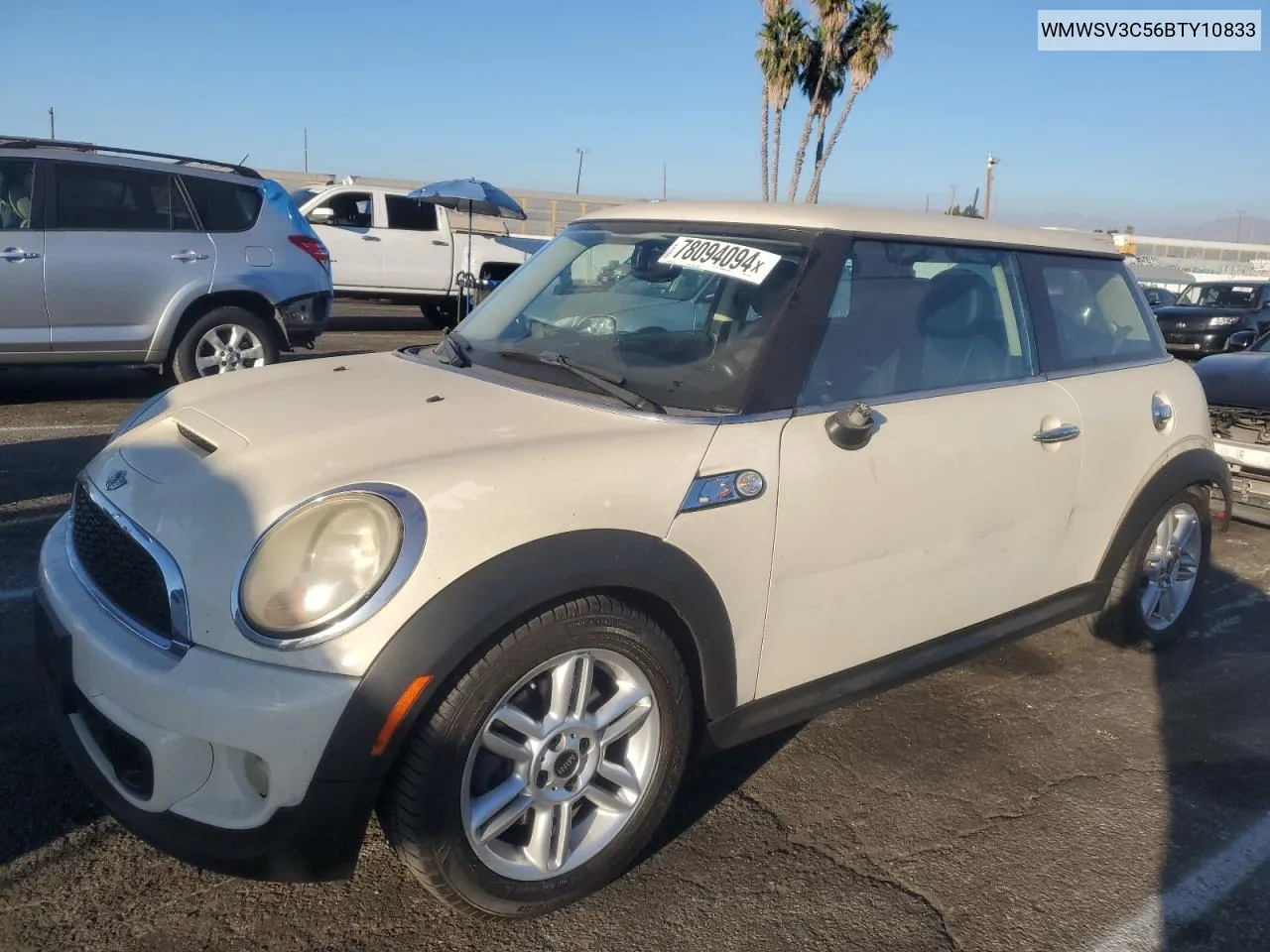 2011 Mini Cooper S VIN: WMWSV3C56BTY10833 Lot: 78094094