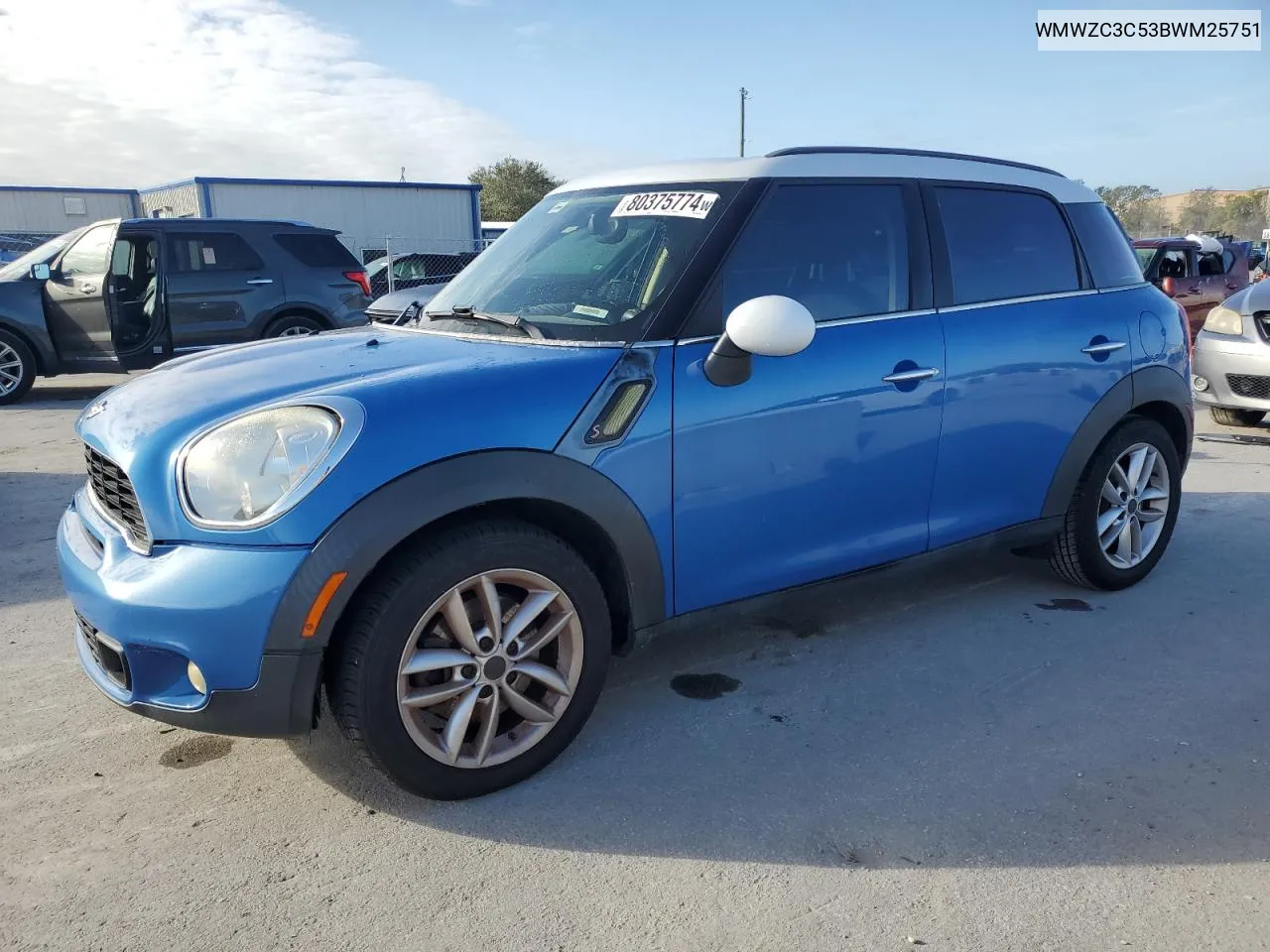 2011 Mini Cooper S Countryman VIN: WMWZC3C53BWM25751 Lot: 80375774