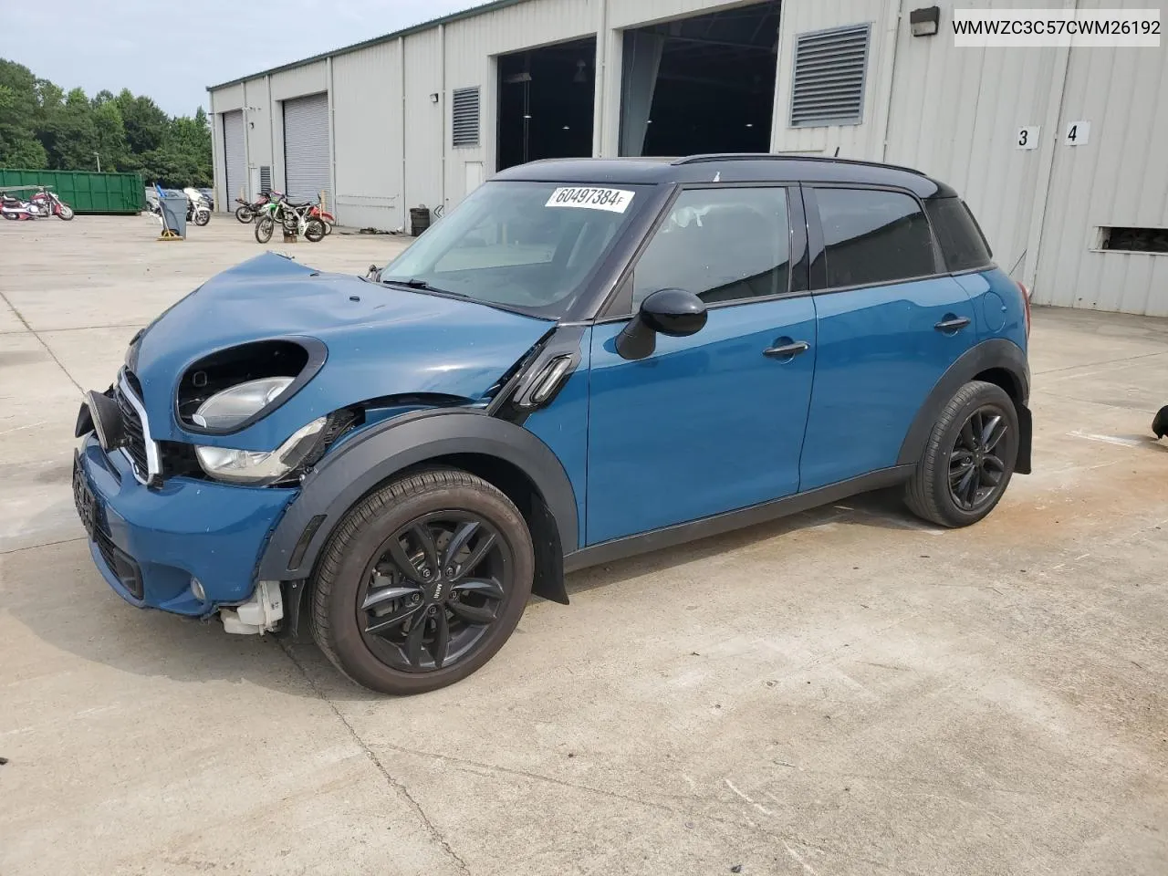 2012 Mini Cooper S Countryman VIN: WMWZC3C57CWM26192 Lot: 60497384