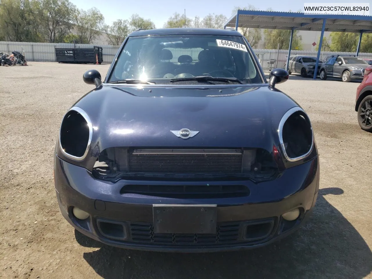 2012 Mini Cooper S Countryman VIN: WMWZC3C57CWL82940 Lot: 64647974