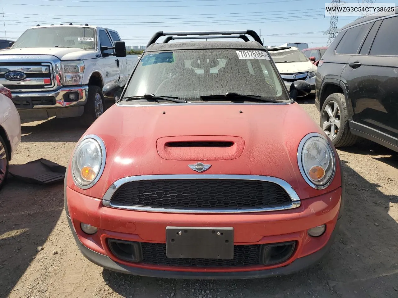 2012 Mini Cooper S Clubman VIN: WMWZG3C54CTY38625 Lot: 70176164