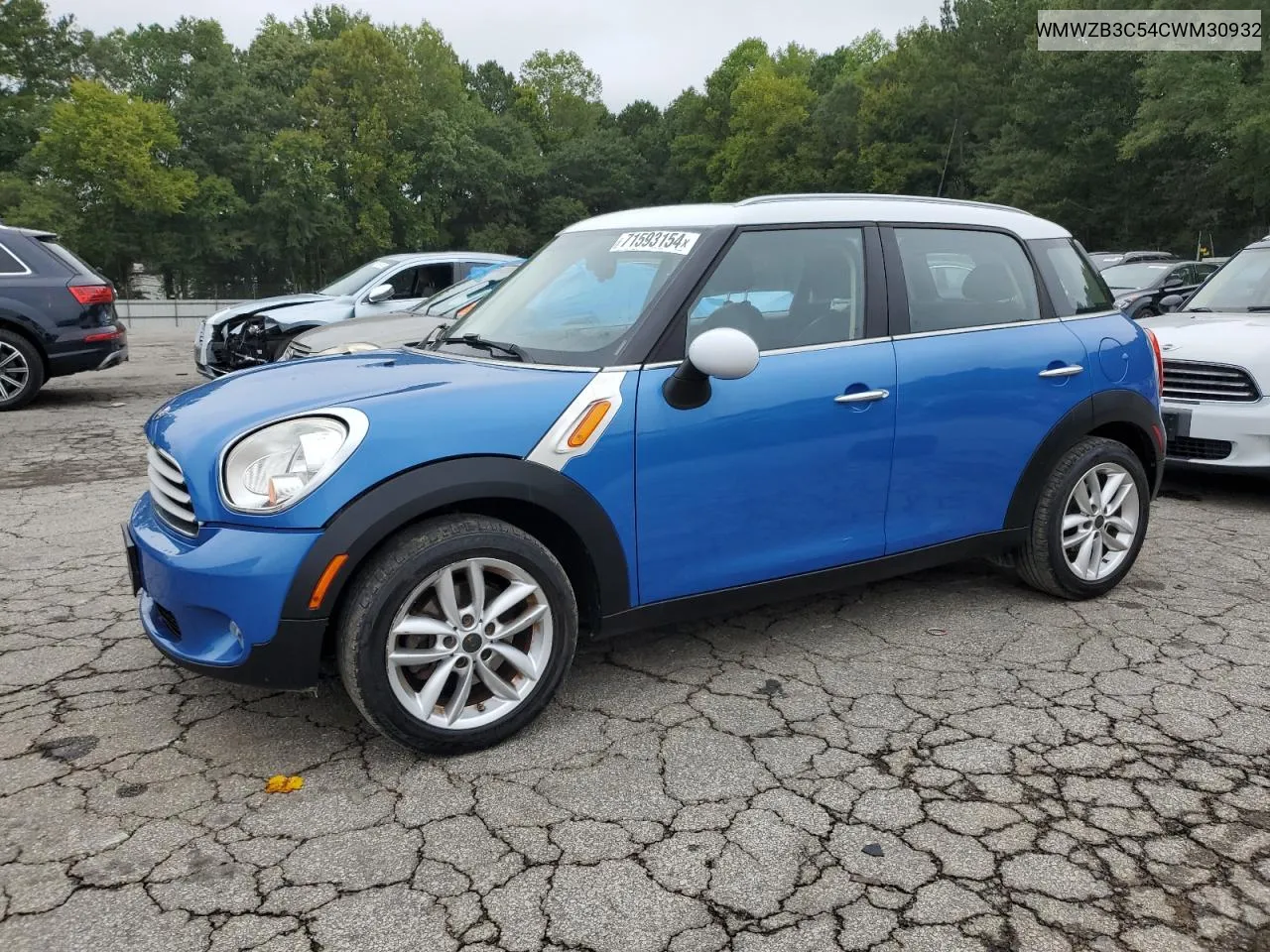 2012 Mini Cooper Countryman VIN: WMWZB3C54CWM30932 Lot: 71593154