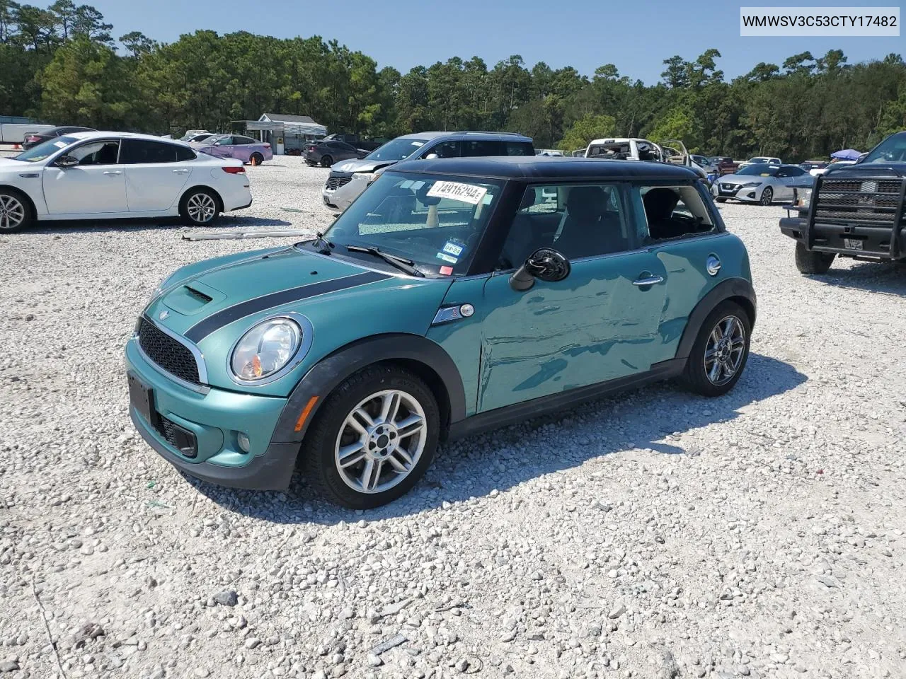 2012 Mini Cooper S VIN: WMWSV3C53CTY17482 Lot: 74916294