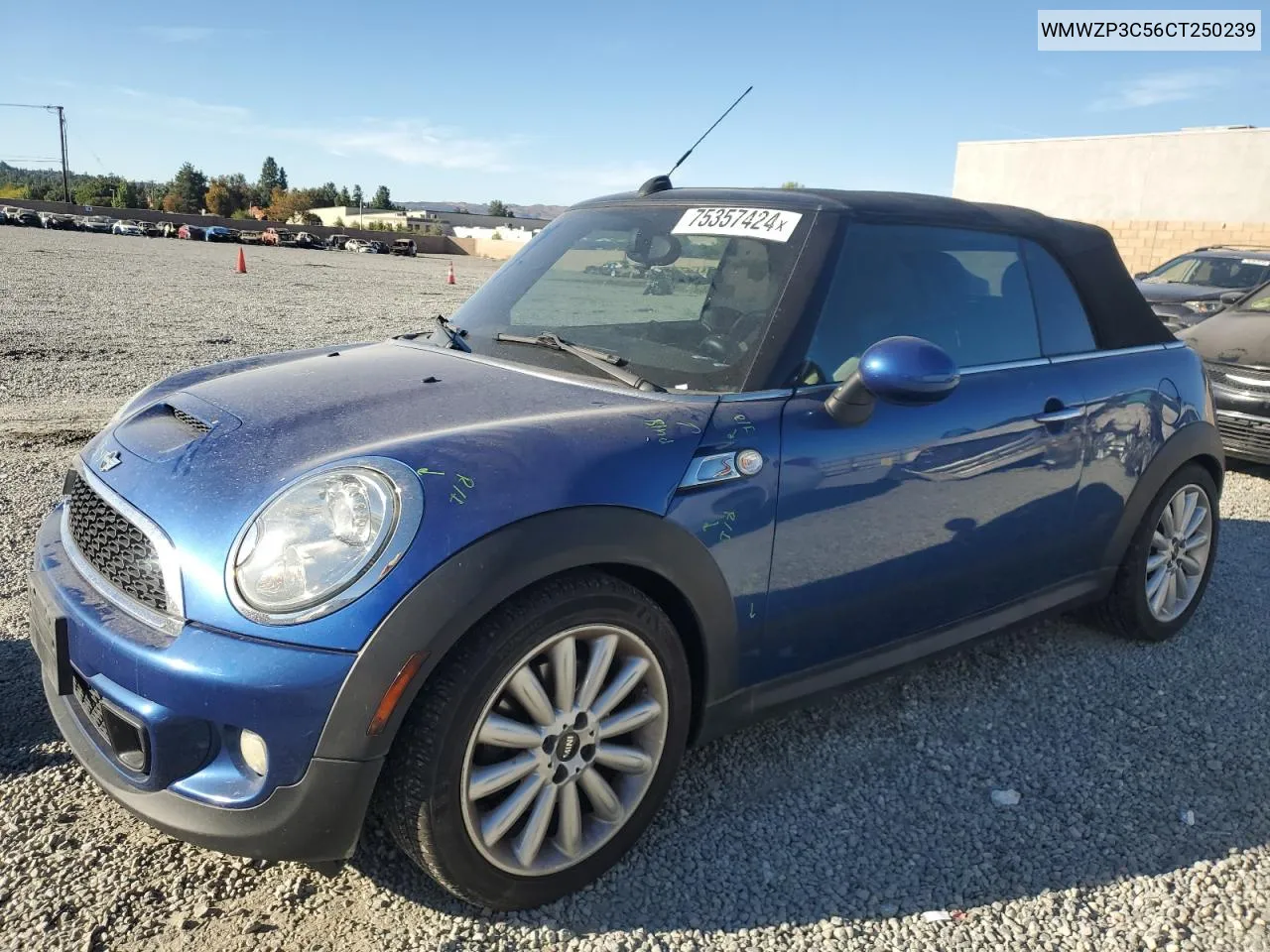 2012 Mini Cooper S VIN: WMWZP3C56CT250239 Lot: 75357424