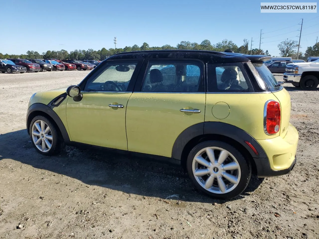 2012 Mini Cooper S Countryman VIN: WMWZC3C57CWL81187 Lot: 75514704