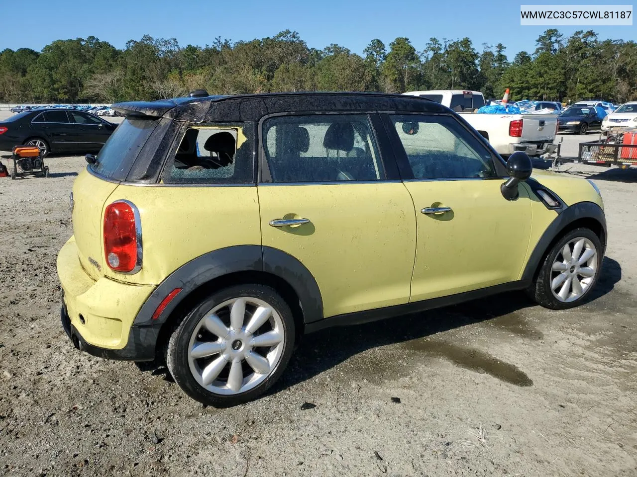 2012 Mini Cooper S Countryman VIN: WMWZC3C57CWL81187 Lot: 75514704