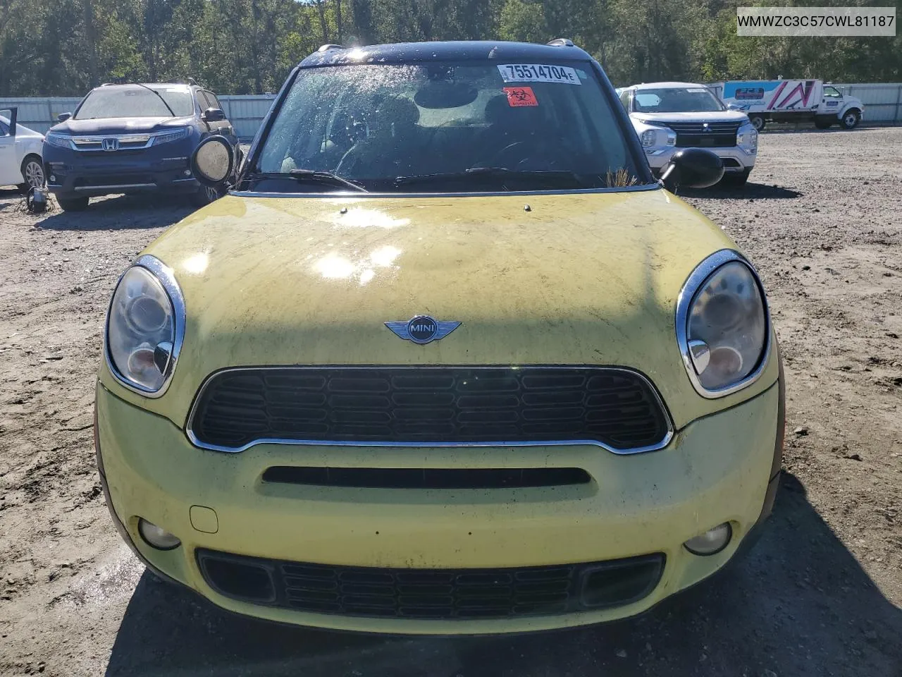 2012 Mini Cooper S Countryman VIN: WMWZC3C57CWL81187 Lot: 75514704