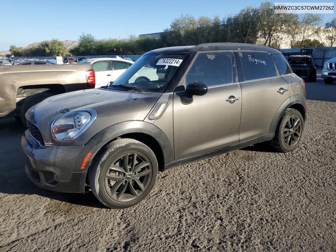 2012 Mini Cooper S Countryman VIN: WMWZC3C57CWM27262 Lot: 76322214