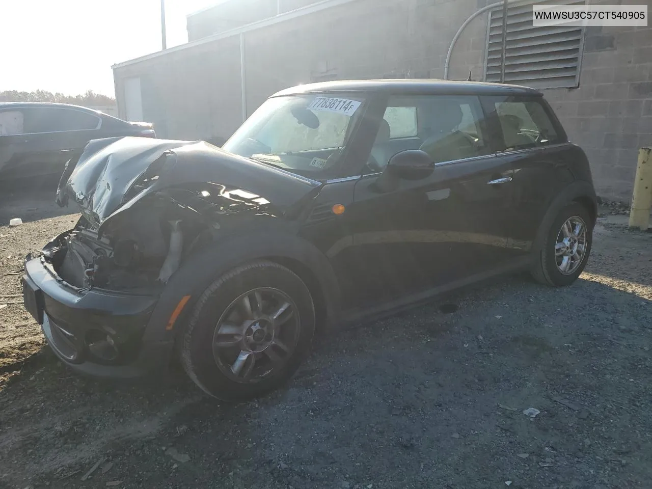 2012 Mini Cooper VIN: WMWSU3C57CT540905 Lot: 77838114