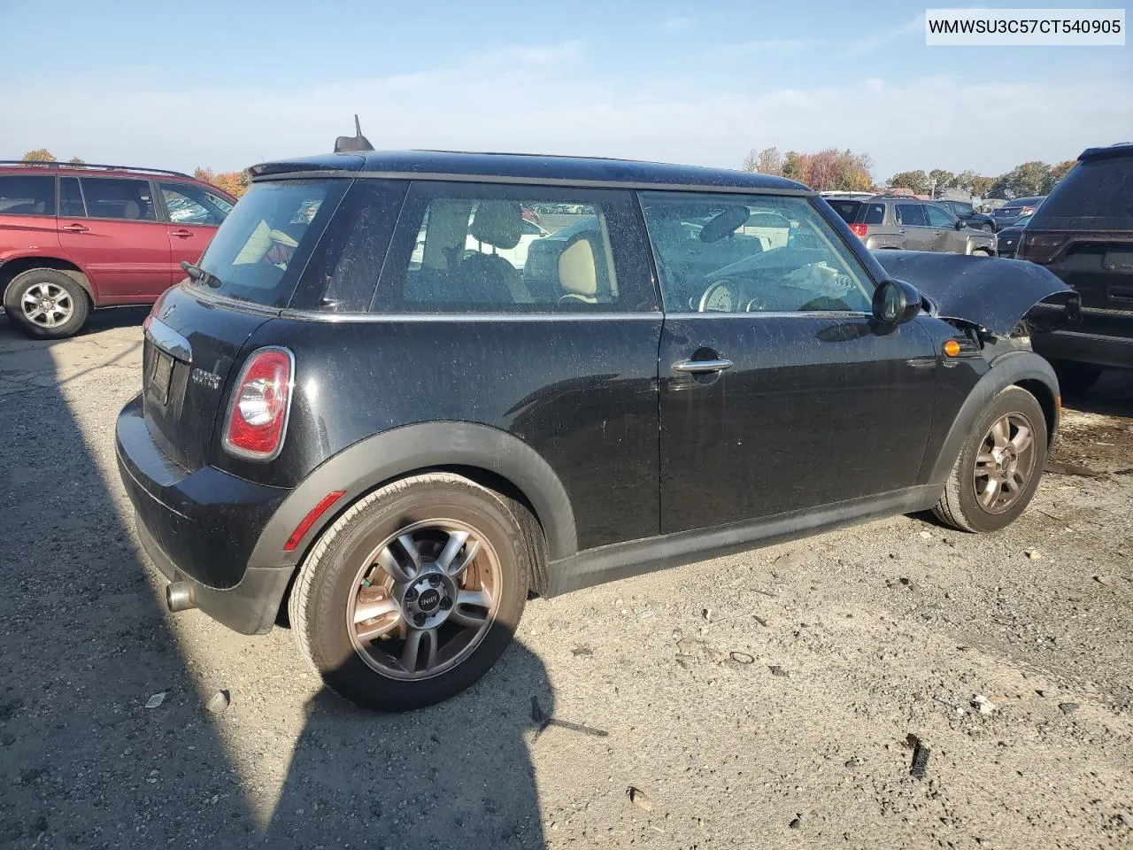 2012 Mini Cooper VIN: WMWSU3C57CT540905 Lot: 77838114