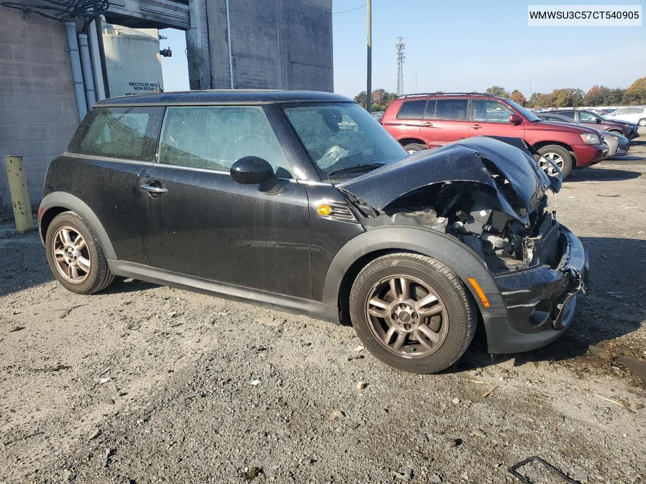 2012 Mini Cooper VIN: WMWSU3C57CT540905 Lot: 77838114