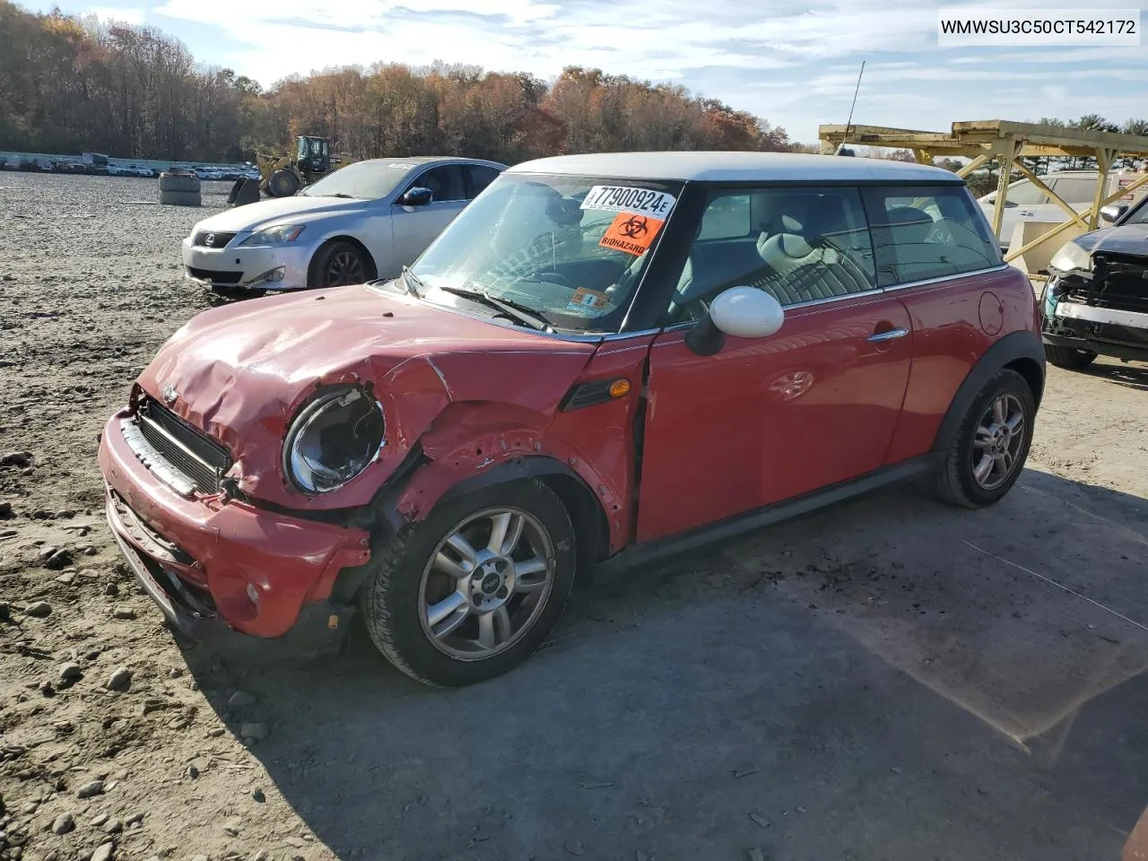 2012 Mini Cooper VIN: WMWSU3C50CT542172 Lot: 77900924