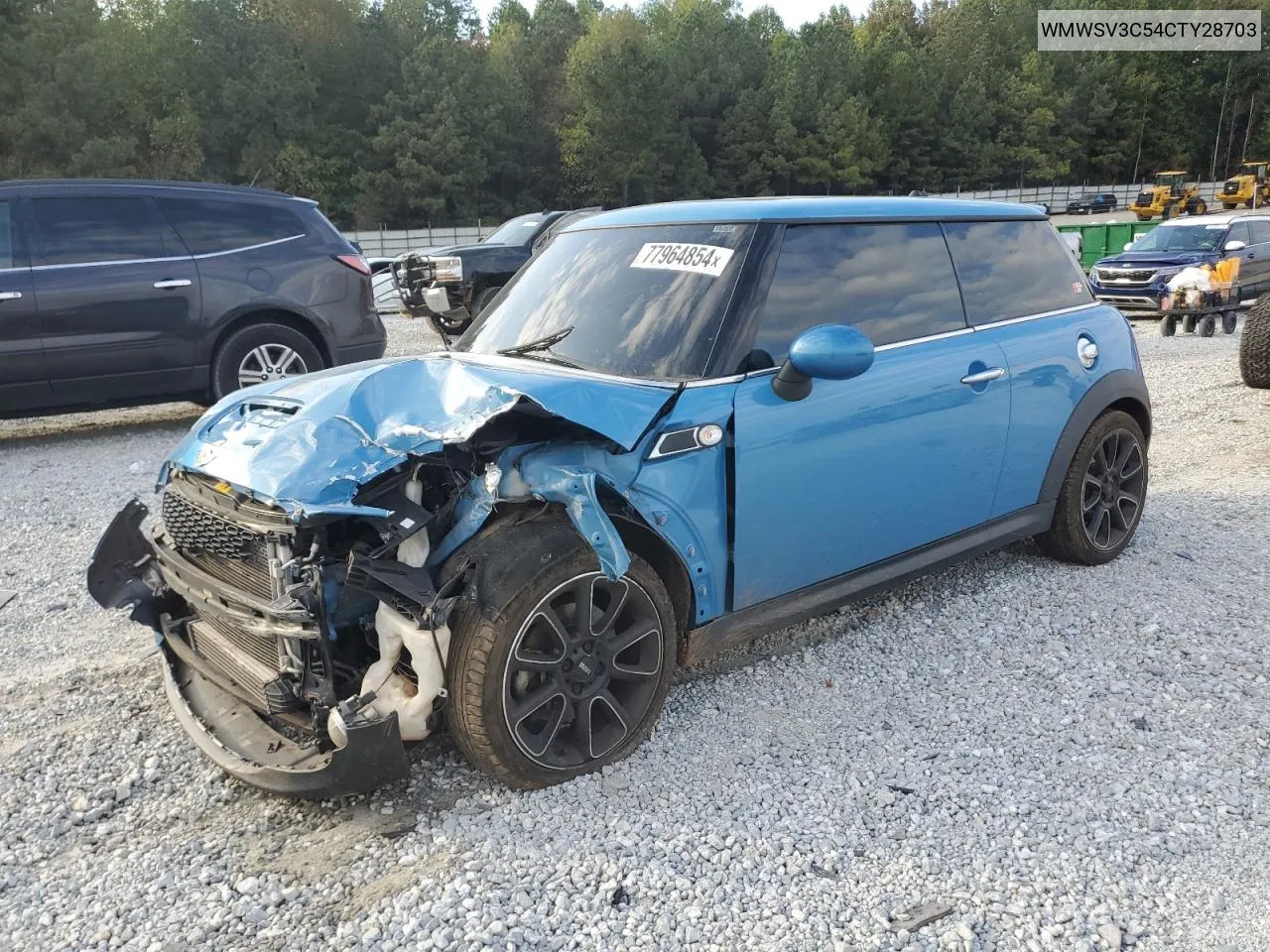 2012 Mini Cooper S VIN: WMWSV3C54CTY28703 Lot: 77964854