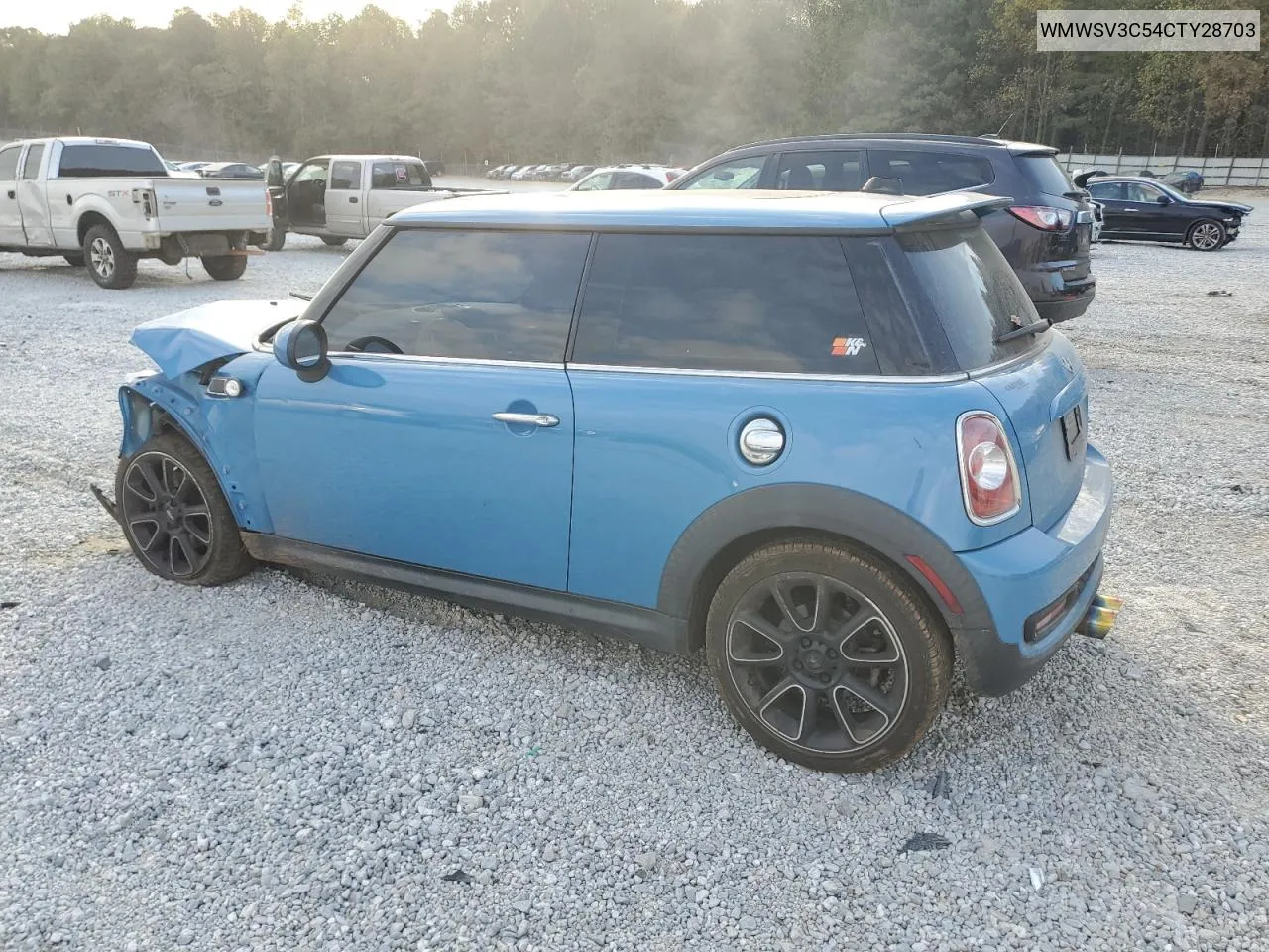 2012 Mini Cooper S VIN: WMWSV3C54CTY28703 Lot: 77964854