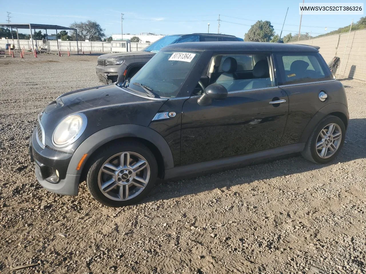 2012 Mini Cooper S VIN: WMWSV3C52CT386326 Lot: 80761364