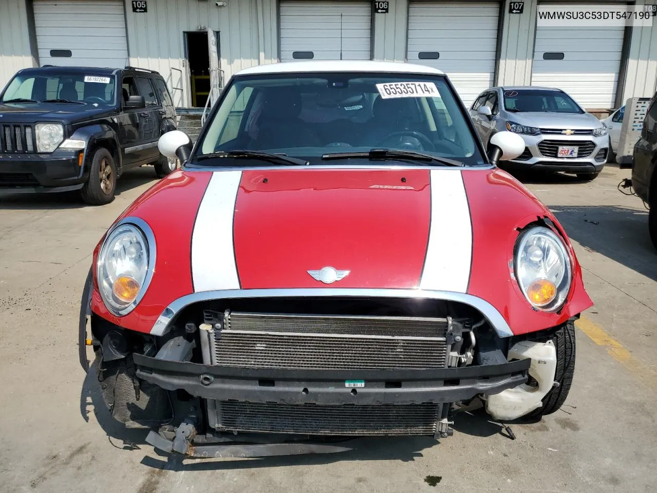 2013 Mini Cooper VIN: WMWSU3C53DT547190 Lot: 65535714