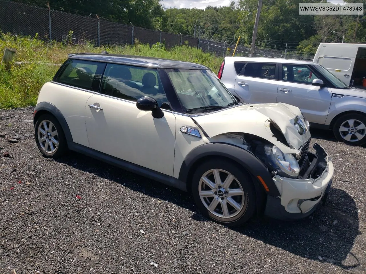 2013 Mini Cooper S VIN: WMWSV3C52DT478943 Lot: 68171844