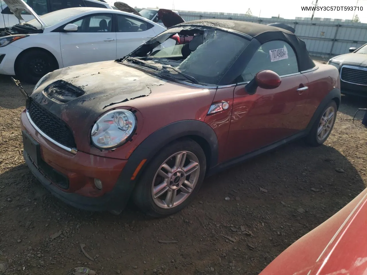 2013 Mini Cooper Roadster S VIN: WMWSY3C57DT593710 Lot: 70749864