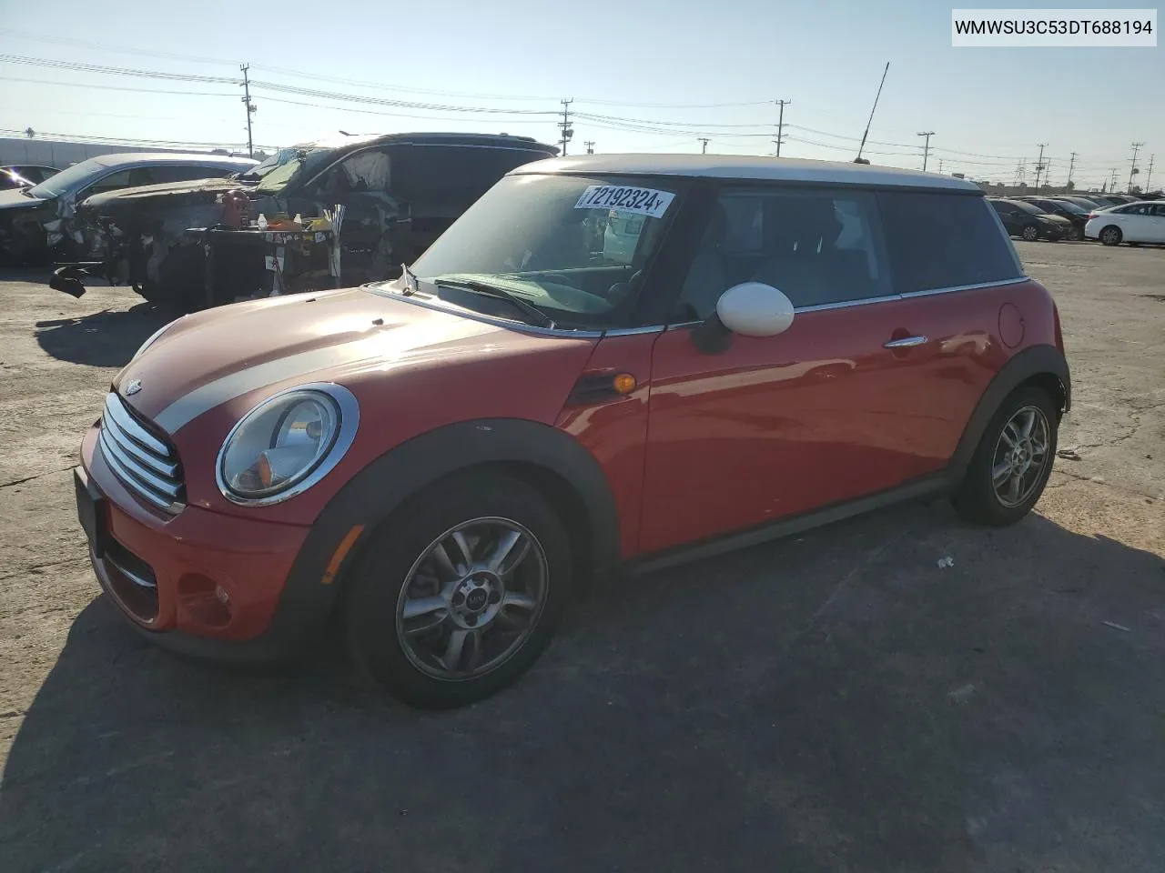 2013 Mini Cooper VIN: WMWSU3C53DT688194 Lot: 72192324