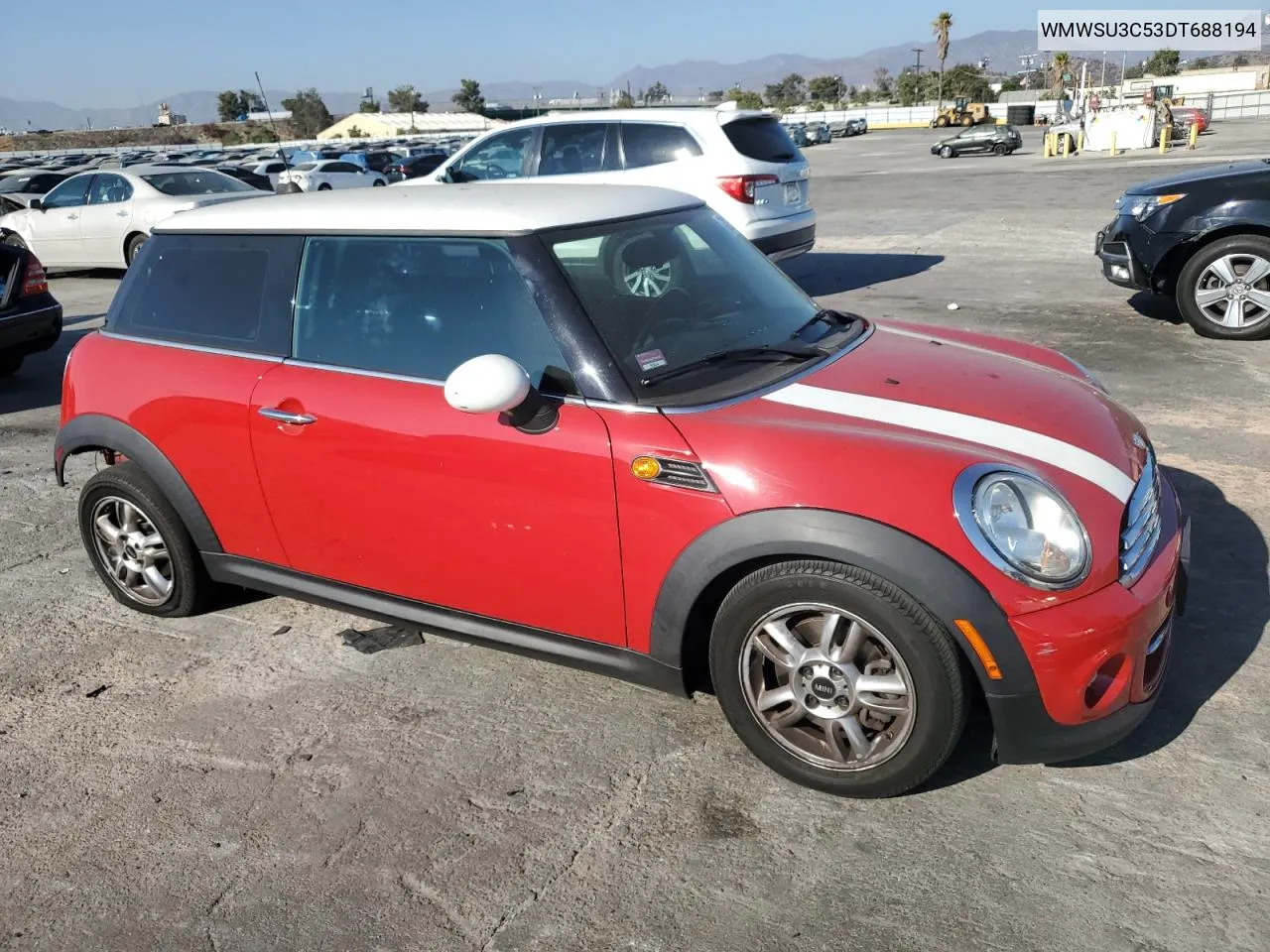 2013 Mini Cooper VIN: WMWSU3C53DT688194 Lot: 72192324