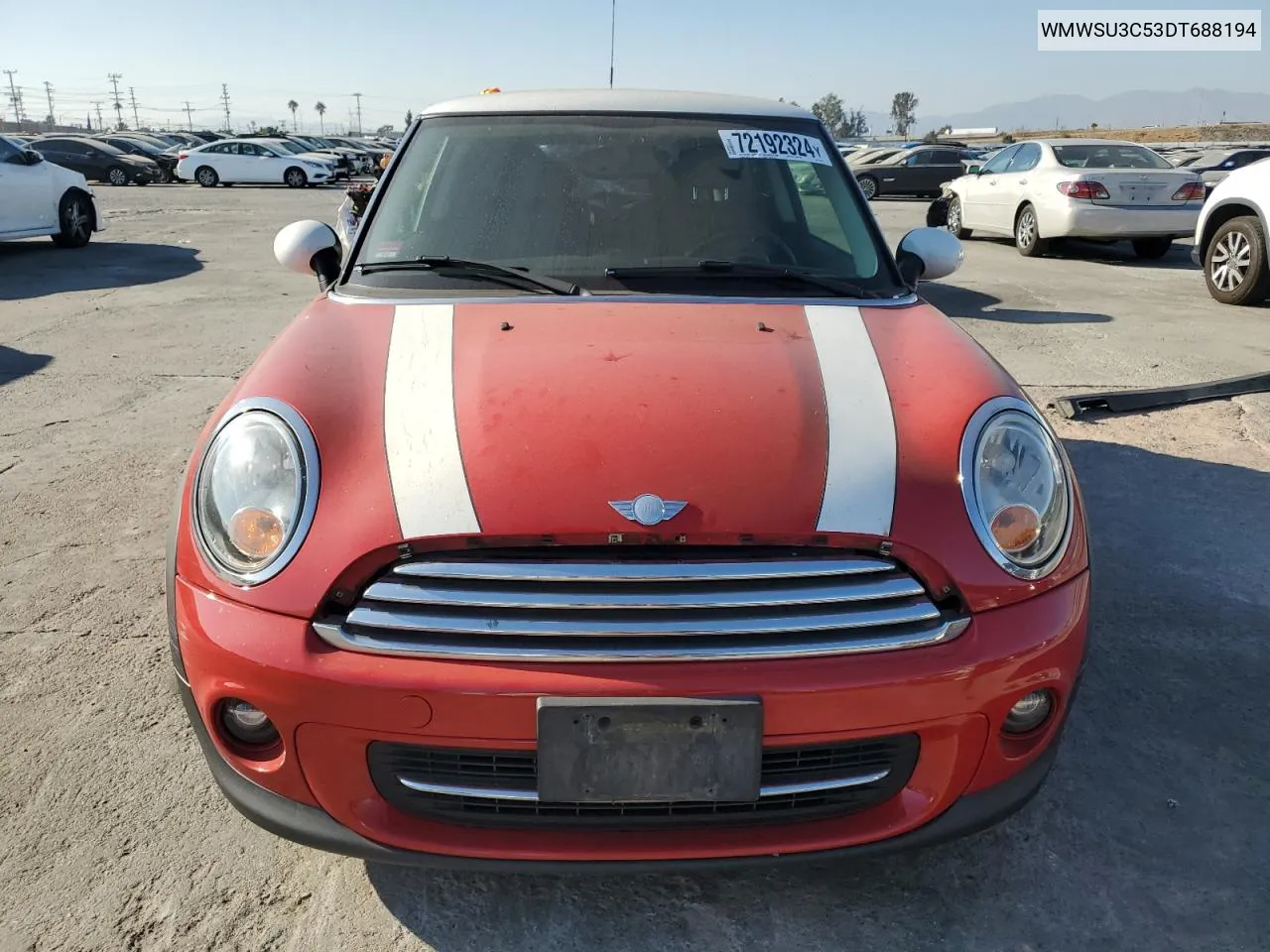 2013 Mini Cooper VIN: WMWSU3C53DT688194 Lot: 72192324