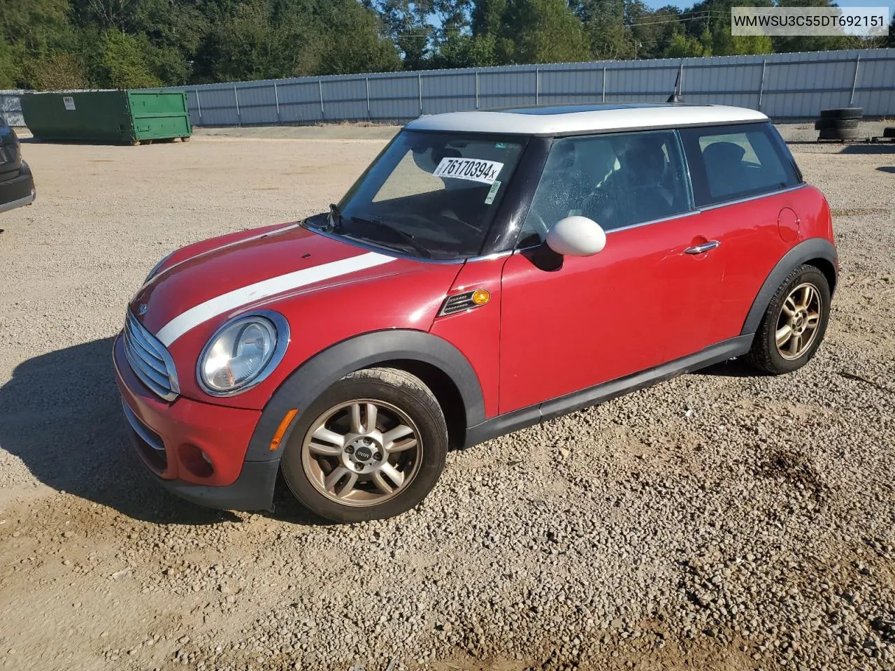 2013 Mini Cooper VIN: WMWSU3C55DT692151 Lot: 76170394