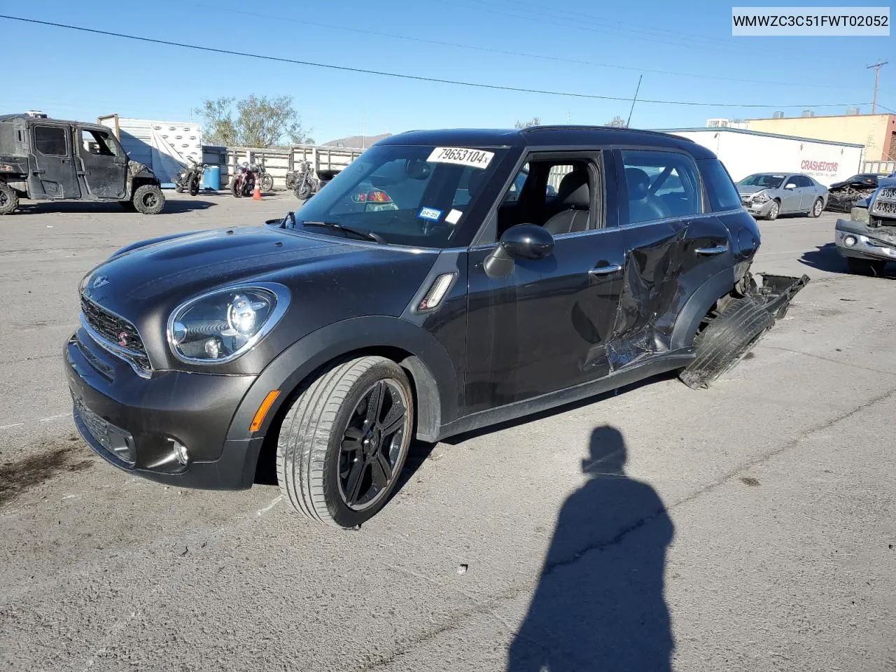 2015 Mini Cooper S Countryman VIN: WMWZC3C51FWT02052 Lot: 79653104