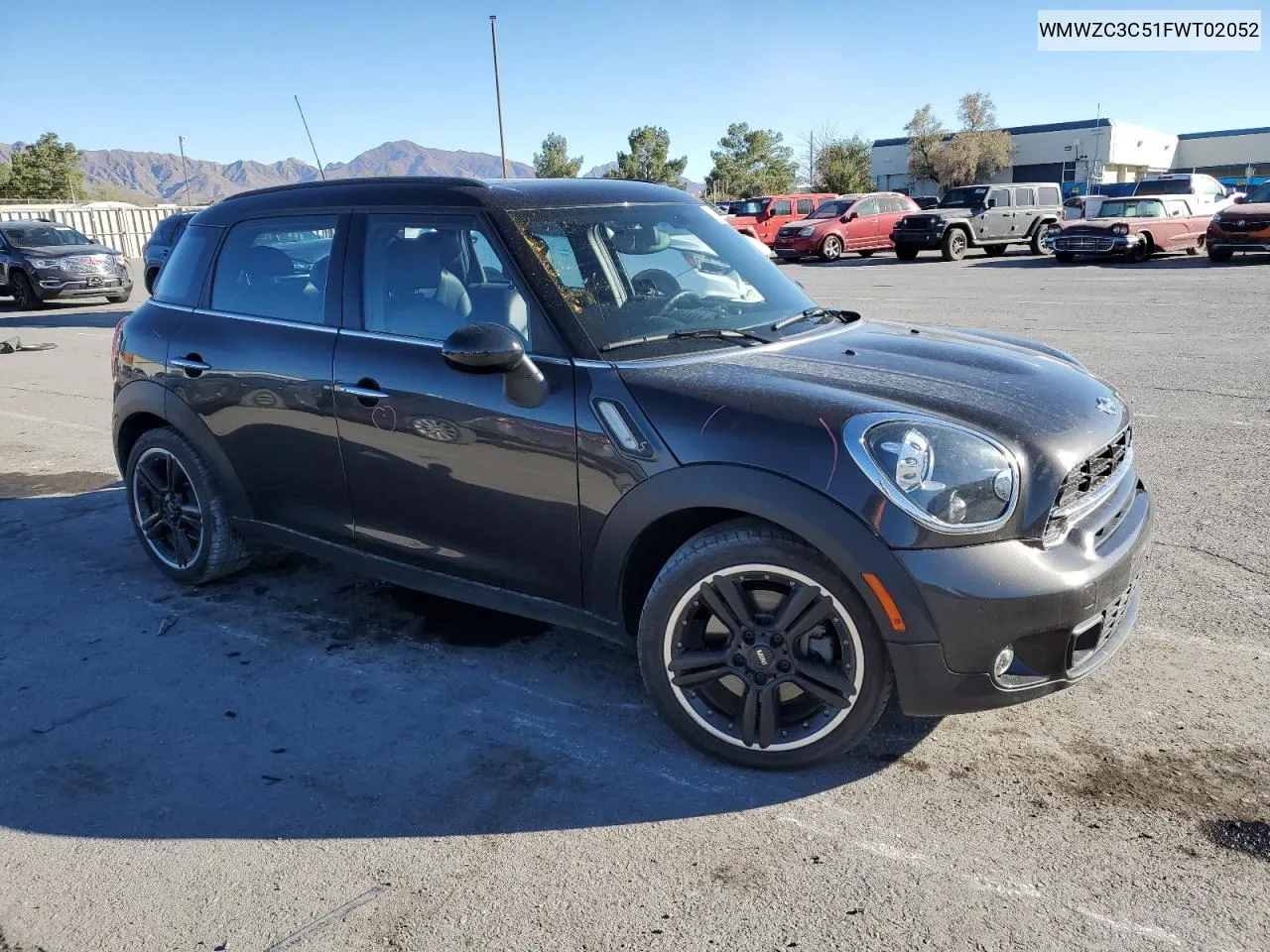 2015 Mini Cooper S Countryman VIN: WMWZC3C51FWT02052 Lot: 79653104