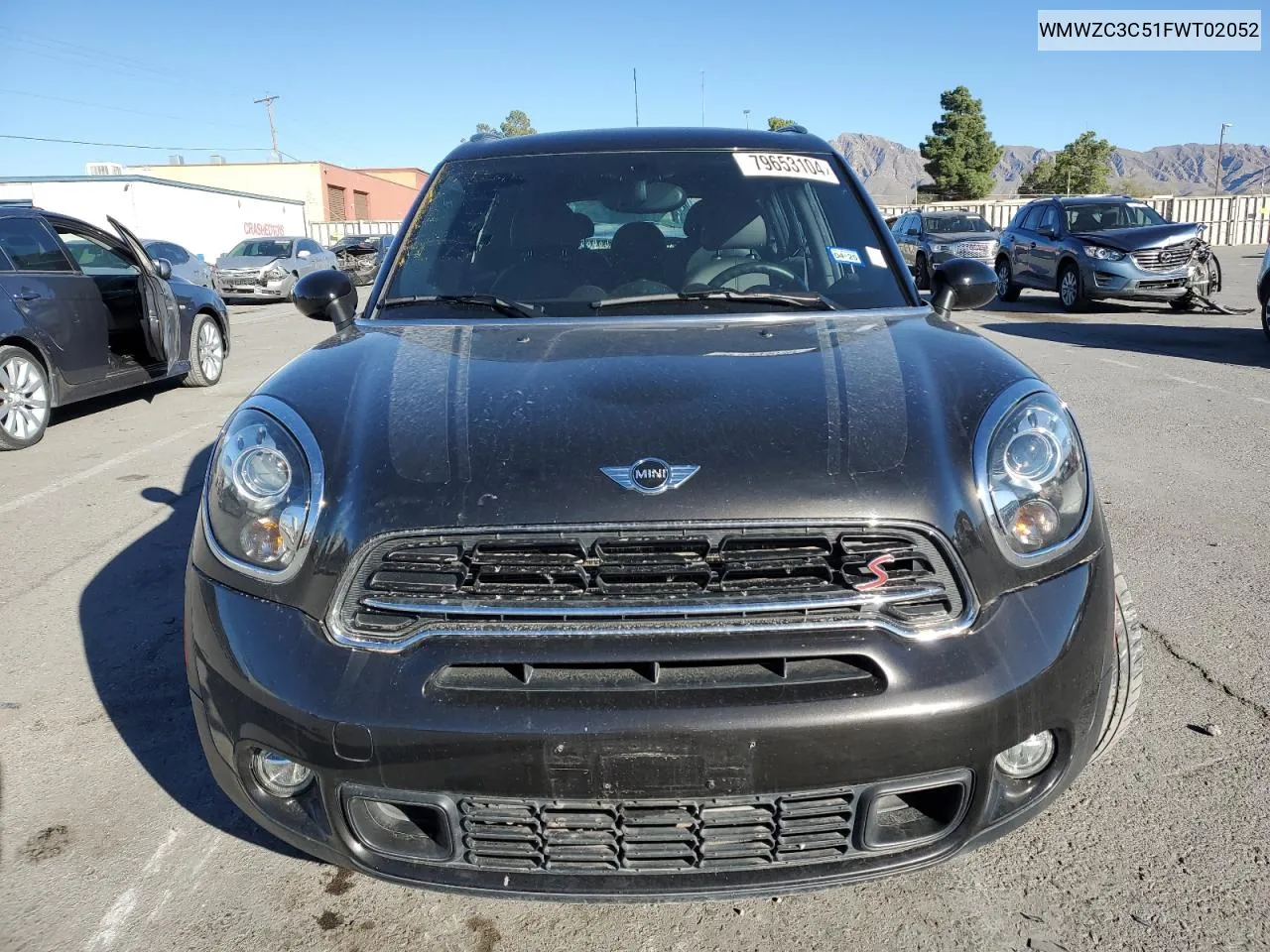 2015 Mini Cooper S Countryman VIN: WMWZC3C51FWT02052 Lot: 79653104