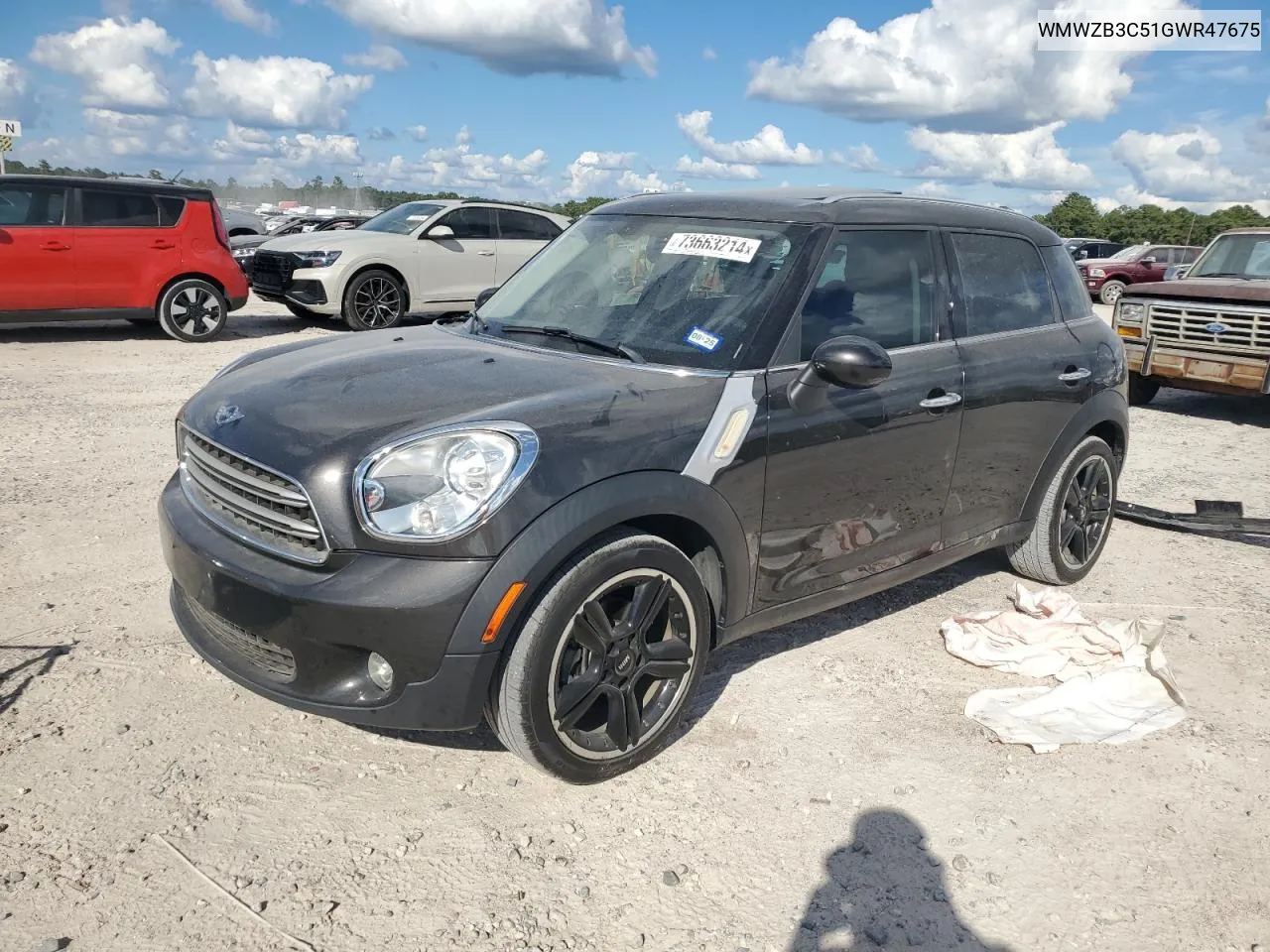 2016 Mini Cooper Countryman VIN: WMWZB3C51GWR47675 Lot: 73663214