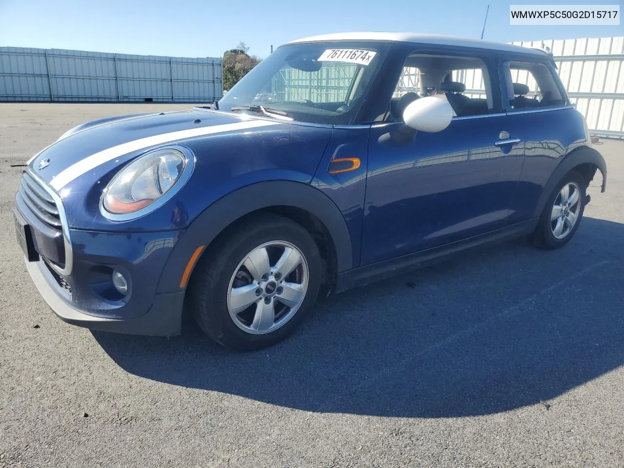 2016 Mini Cooper VIN: WMWXP5C50G2D15717 Lot: 76111674