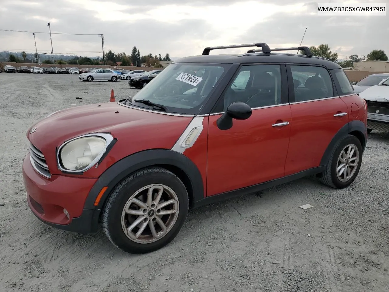 2016 Mini Cooper Countryman VIN: WMWZB3C5XGWR47951 Lot: 76715624